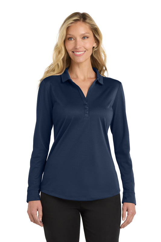 Port Authority  Women's Silk Touch   Performance Long Sleeve Polo. L540LS - Navy