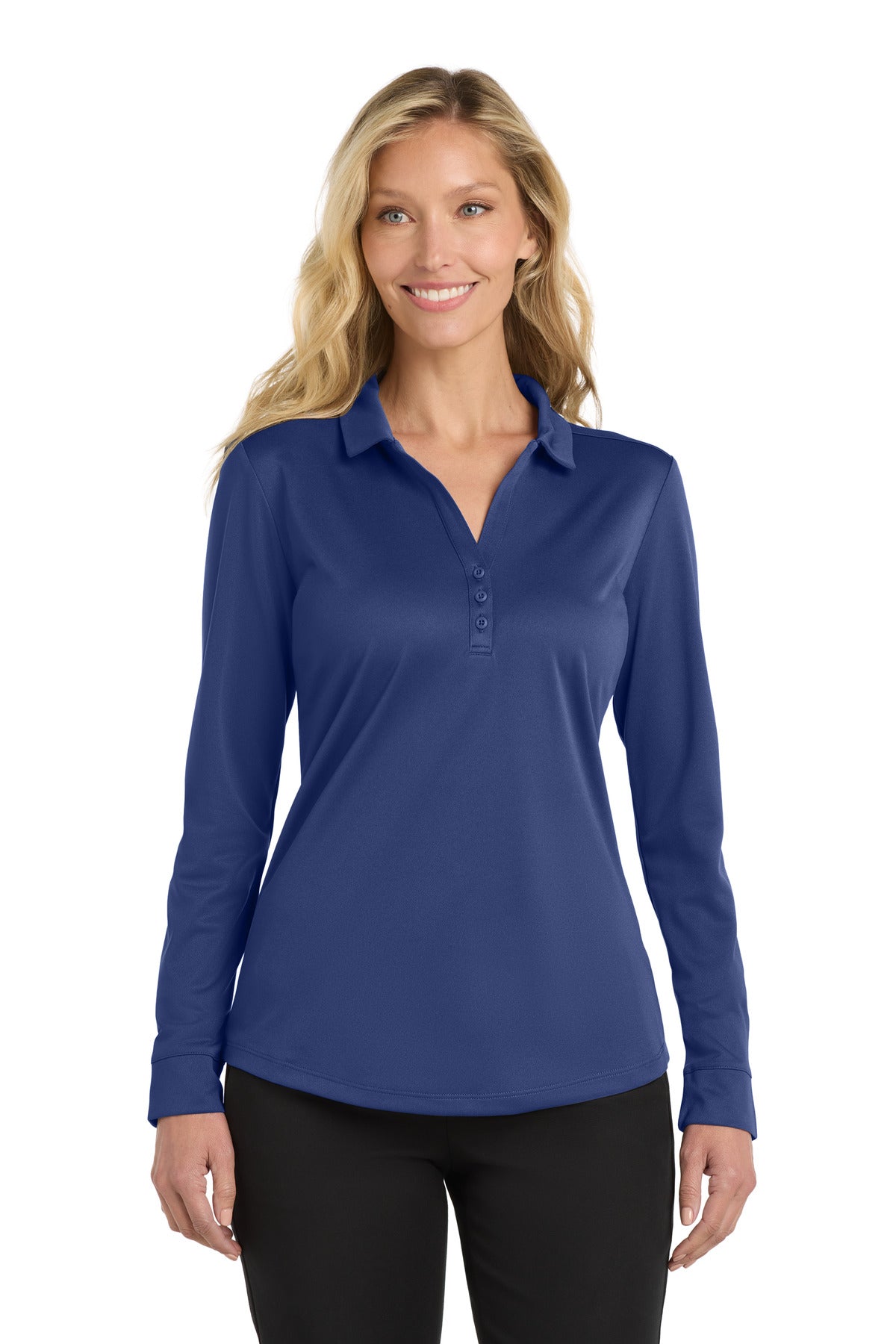 Port Authority  Women's Silk Touch   Performance Long Sleeve Polo. L540LS - Royal
