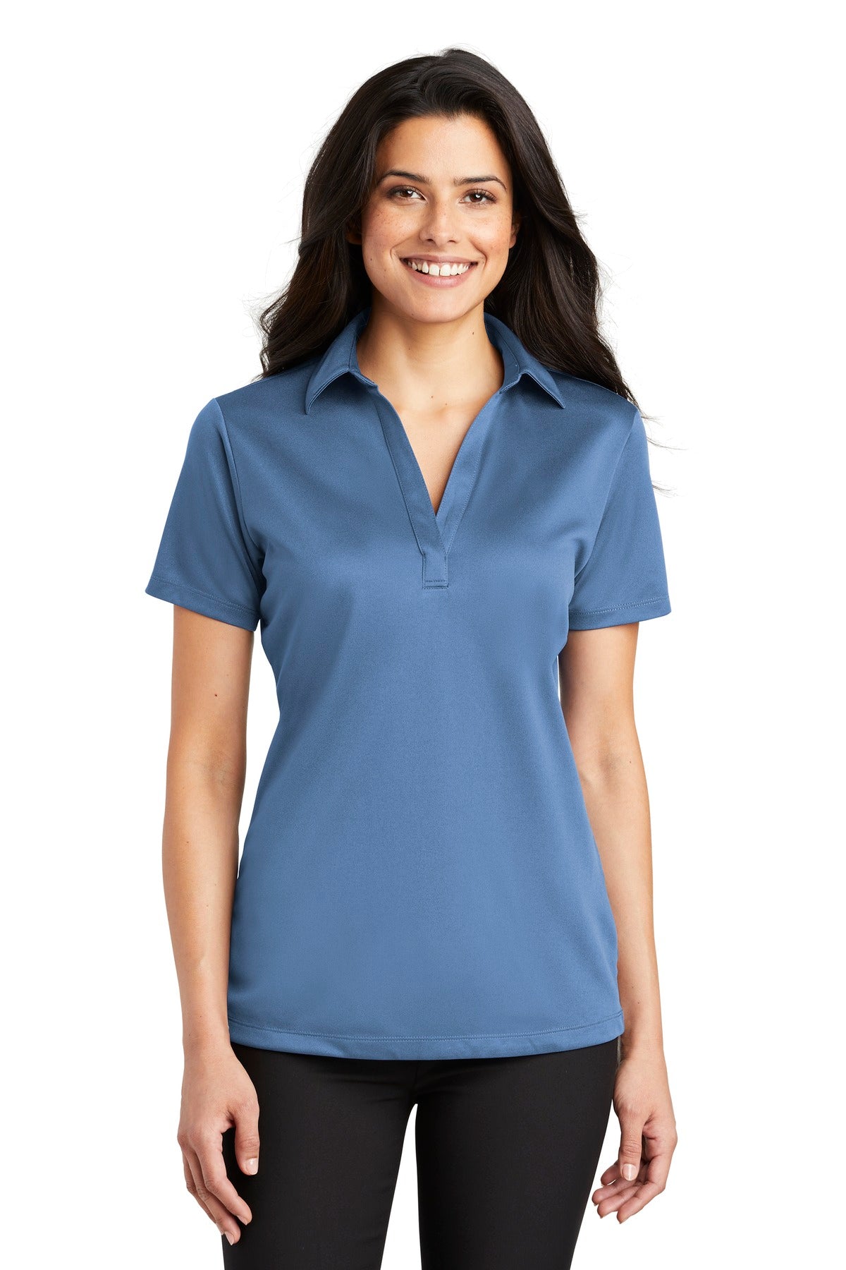 Port Authority Women's Silk Touch Performance Polo. L540 - Carolina Blue