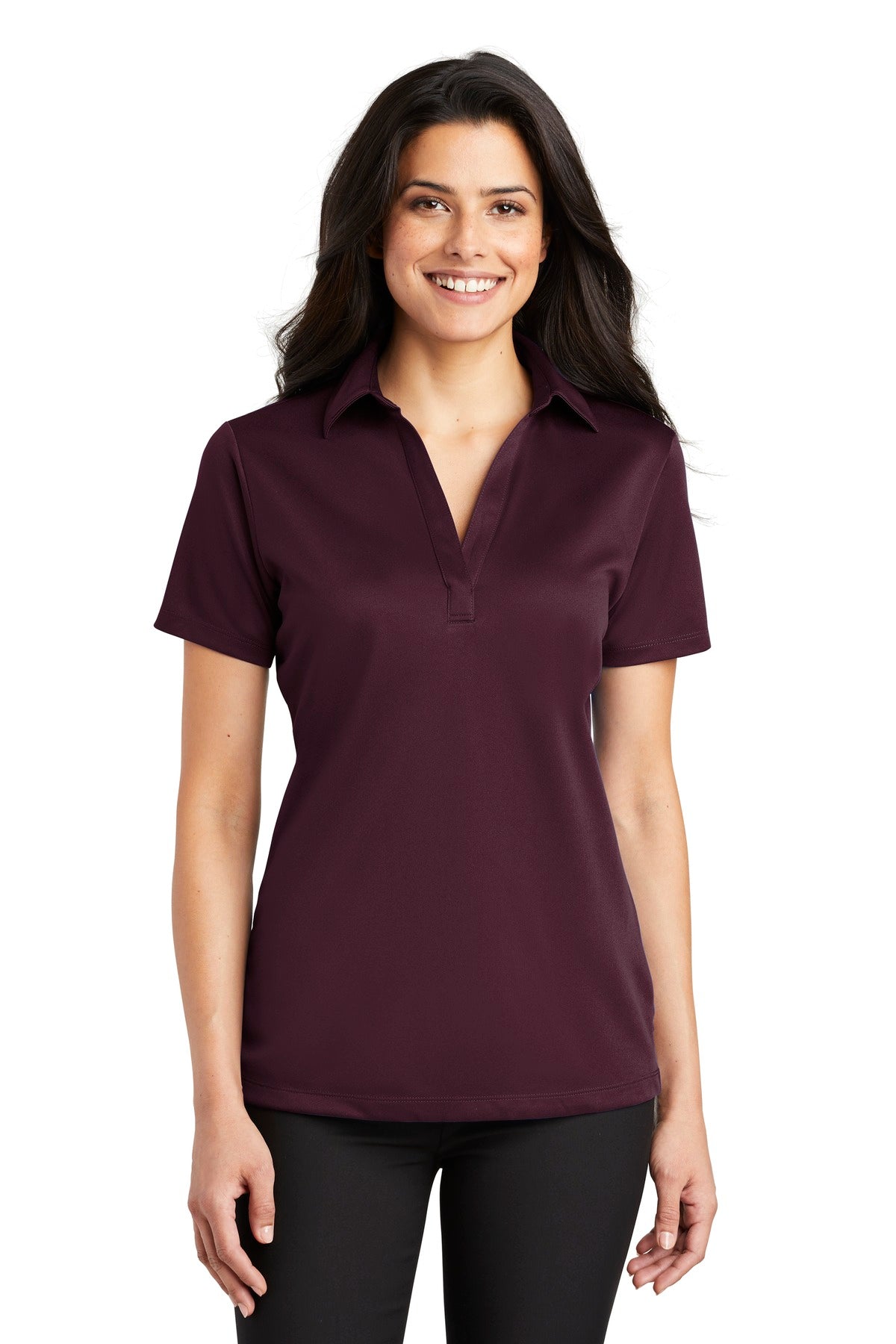 Port Authority Women's Silk Touch Performance Polo. L540 - Maroon