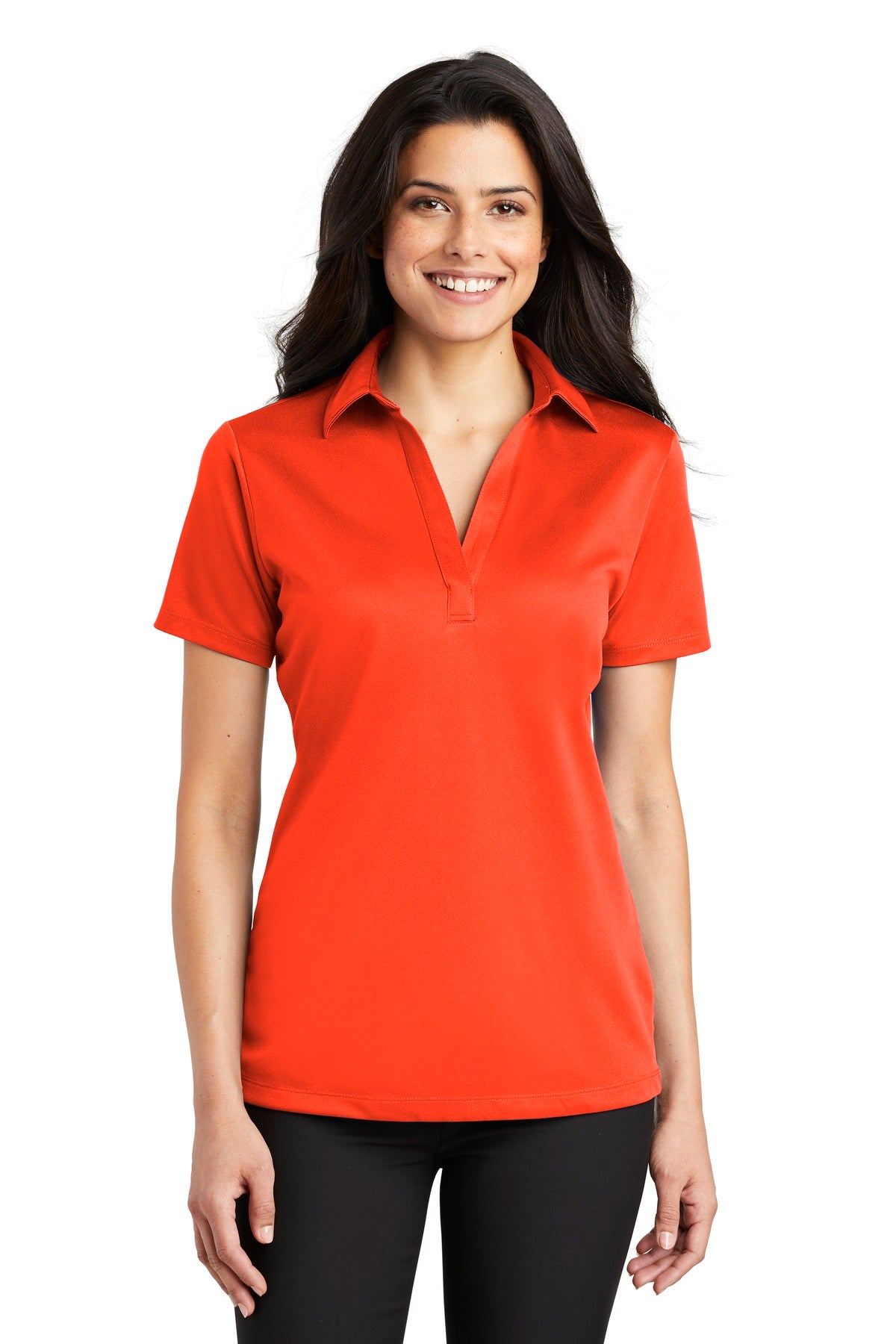 Port Authority Women's Silk Touch Performance Polo. L540 - Neon Orange