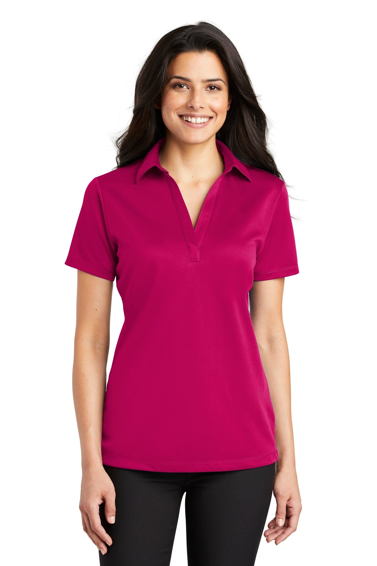 Port Authority Women's Silk Touch Performance Polo. L540 - Pink Raspberry