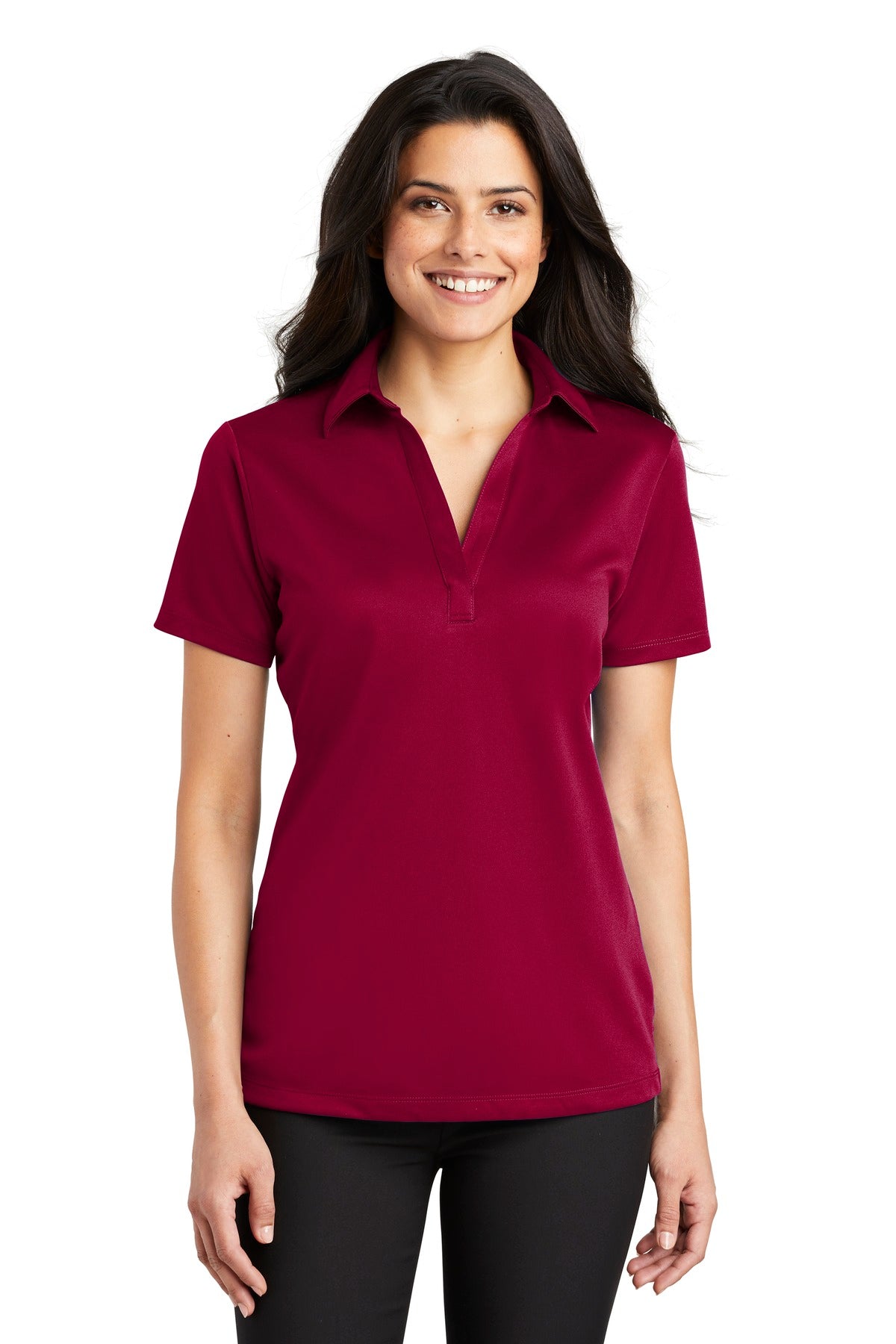 Port Authority Women's Silk Touch Performance Polo. L540 - Red