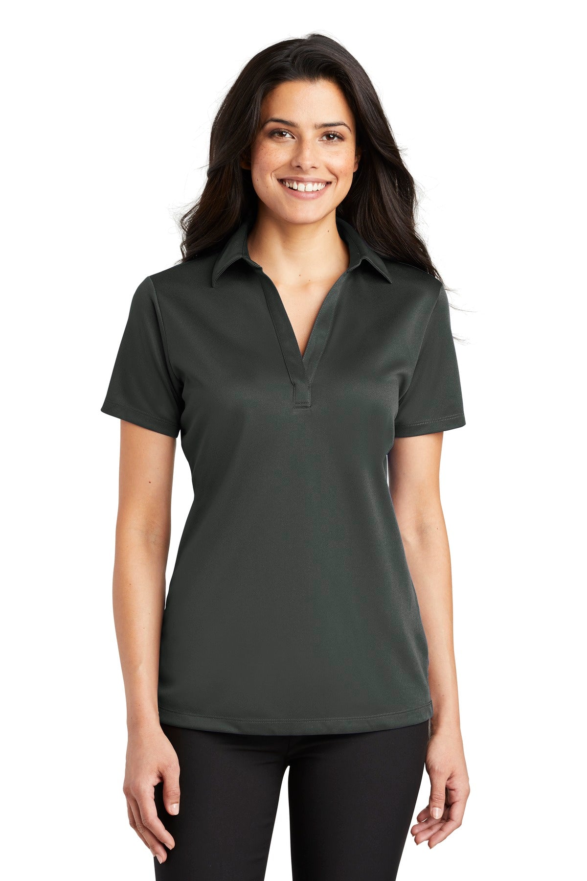 Port Authority Women's Silk Touch Performance Polo. L540 - Steel Grey