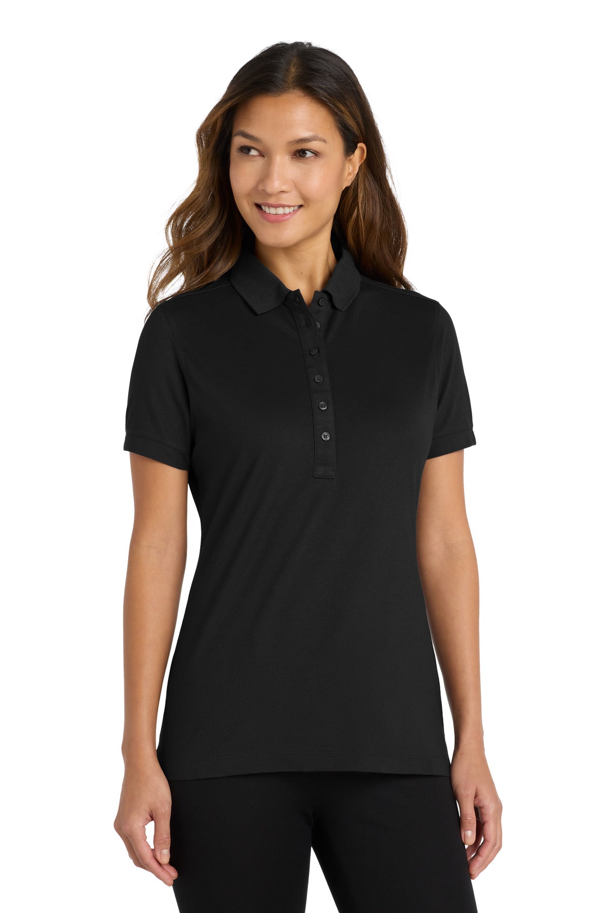 Port Authority Women's Stretch Pique Polo. L555 - Black
