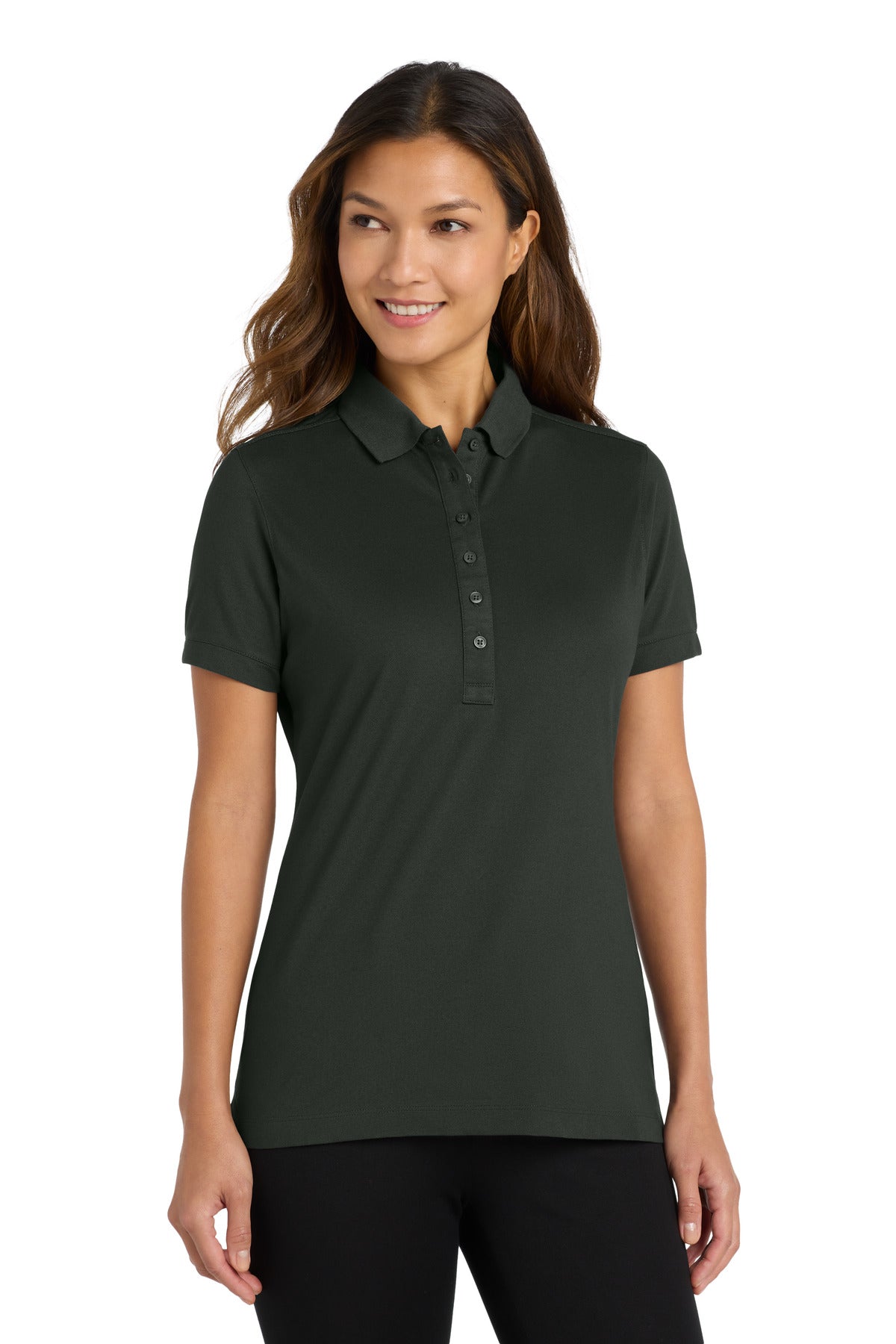 Port Authority Women's Stretch Pique Polo. L555 - Grey Smoke