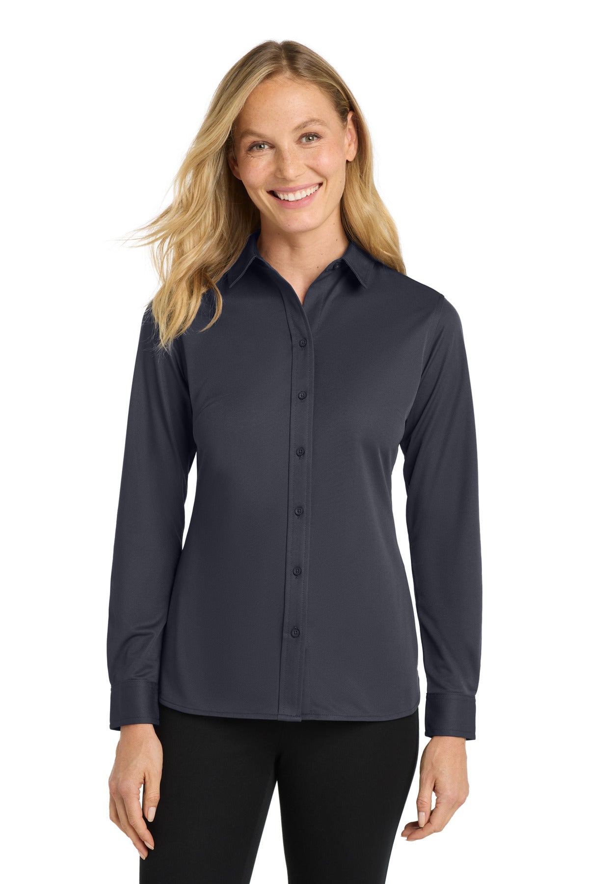 Port Authority Women's Dimension Knit Dress Shirt. L570 - Battleship Grey