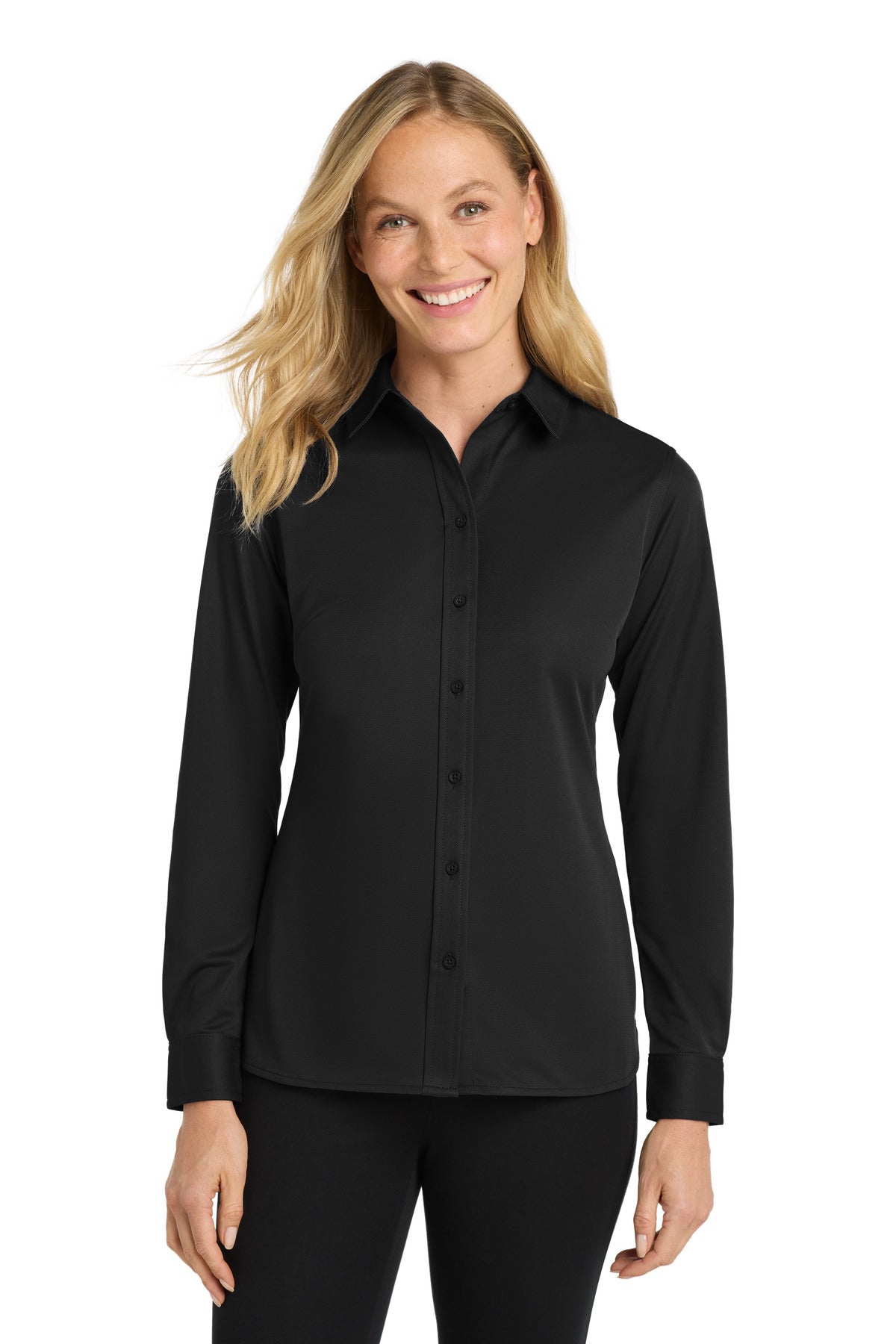 Port Authority Women's Dimension Knit Dress Shirt. L570 - Black