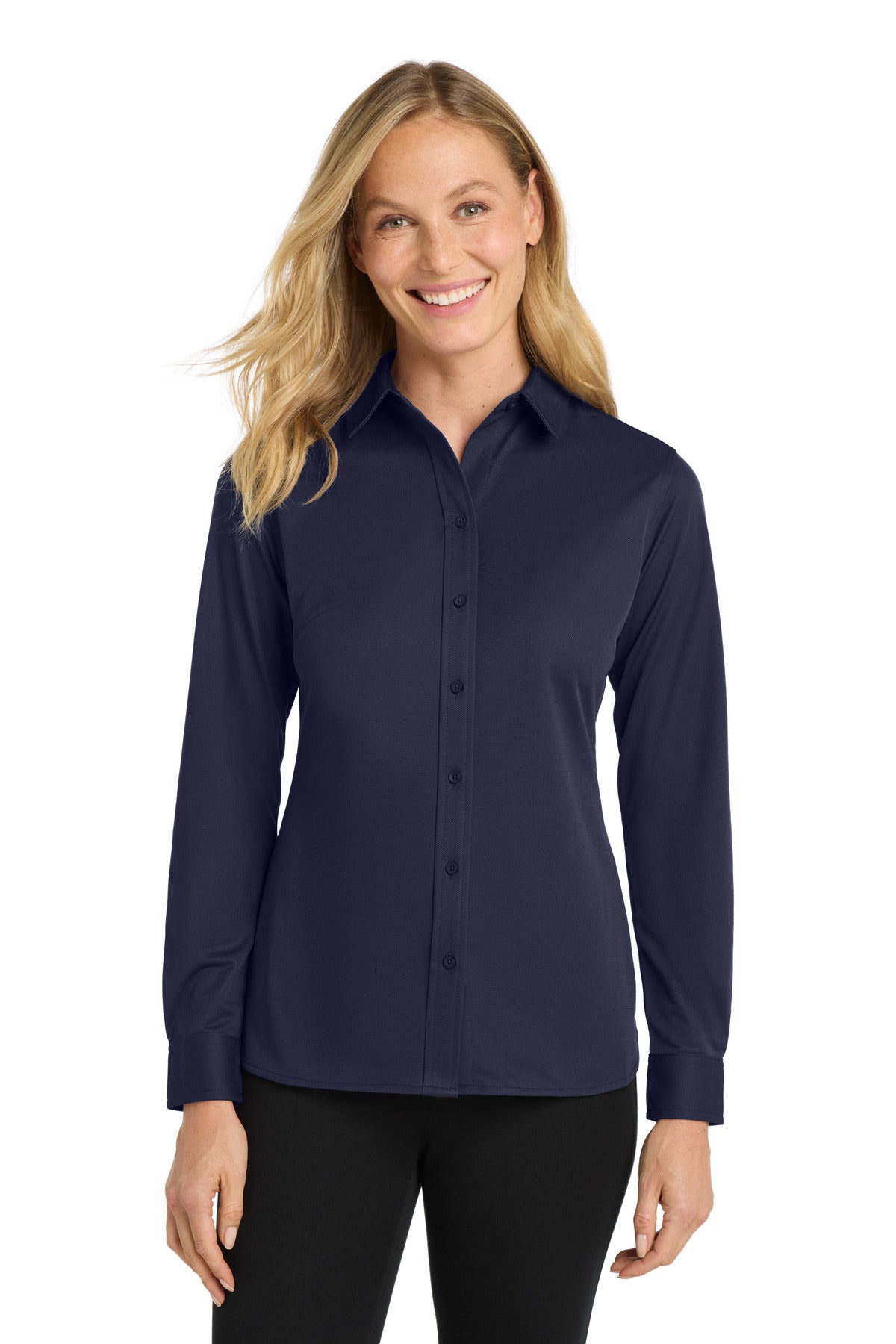 Port Authority Women's Dimension Knit Dress Shirt. L570 - Dark Navy