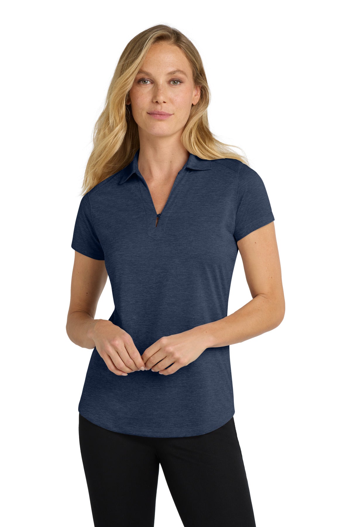 Port Authority Women's Digi Heather Performance Polo. L574 - Dress Blue Navy