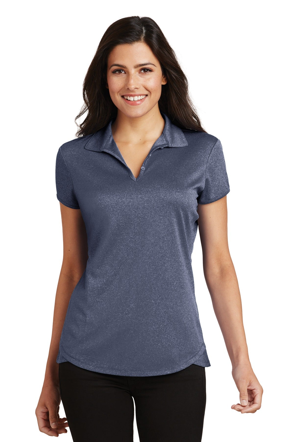 Port Authority Women's Trace Heather Polo. L576 - True Navy Heather