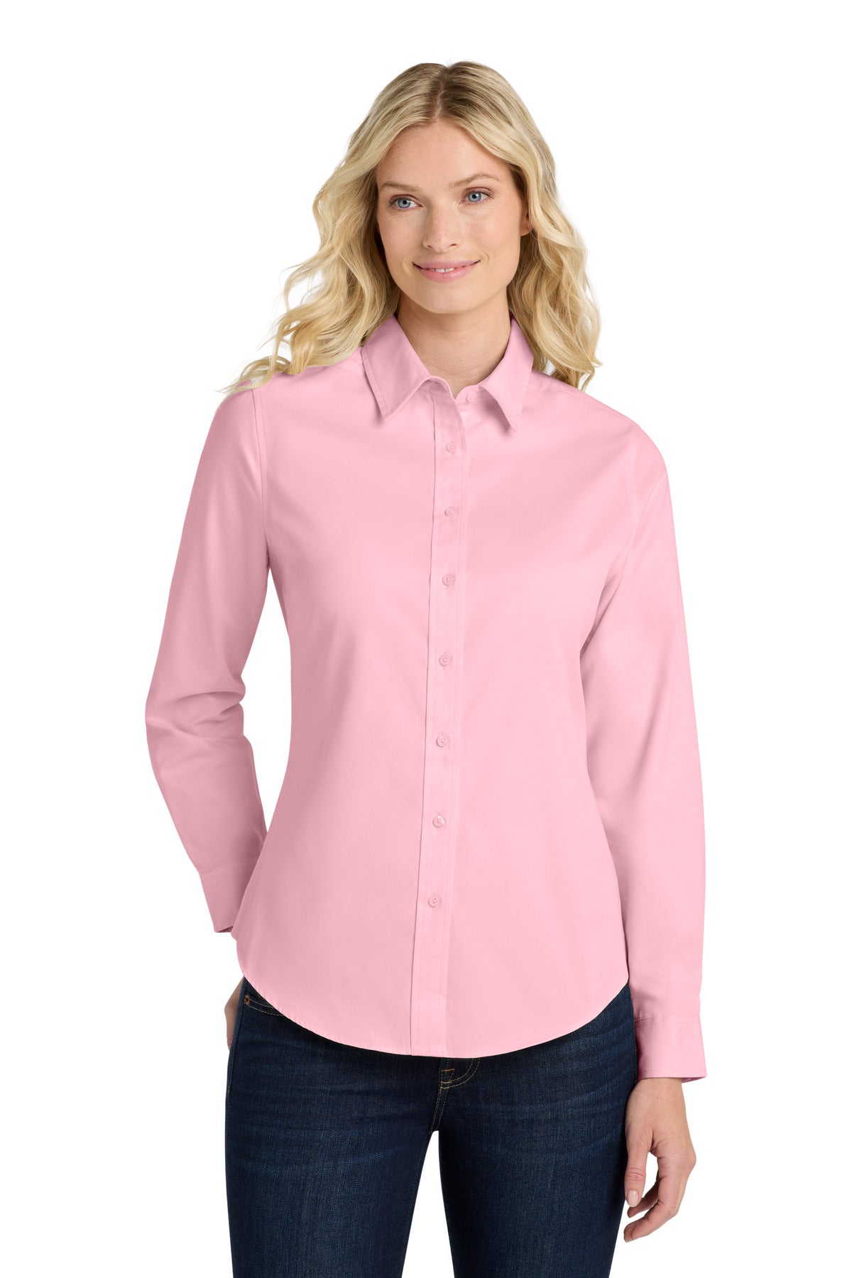 Port Authority Women's Long Sleeve Easy Care Shirt.  L608 - Light Pink