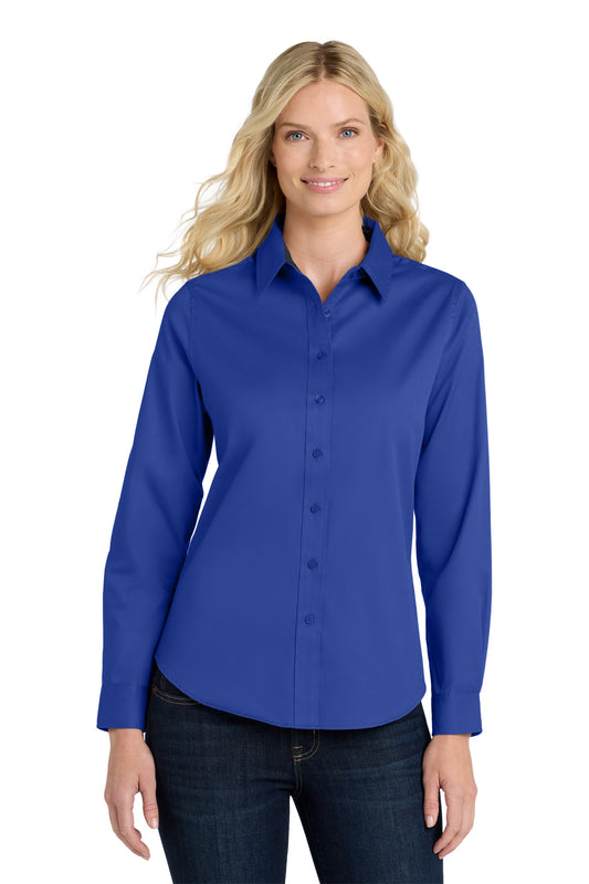 Port Authority Women's Long Sleeve Easy Care Shirt.  L608 - Royal/ Classic Navy