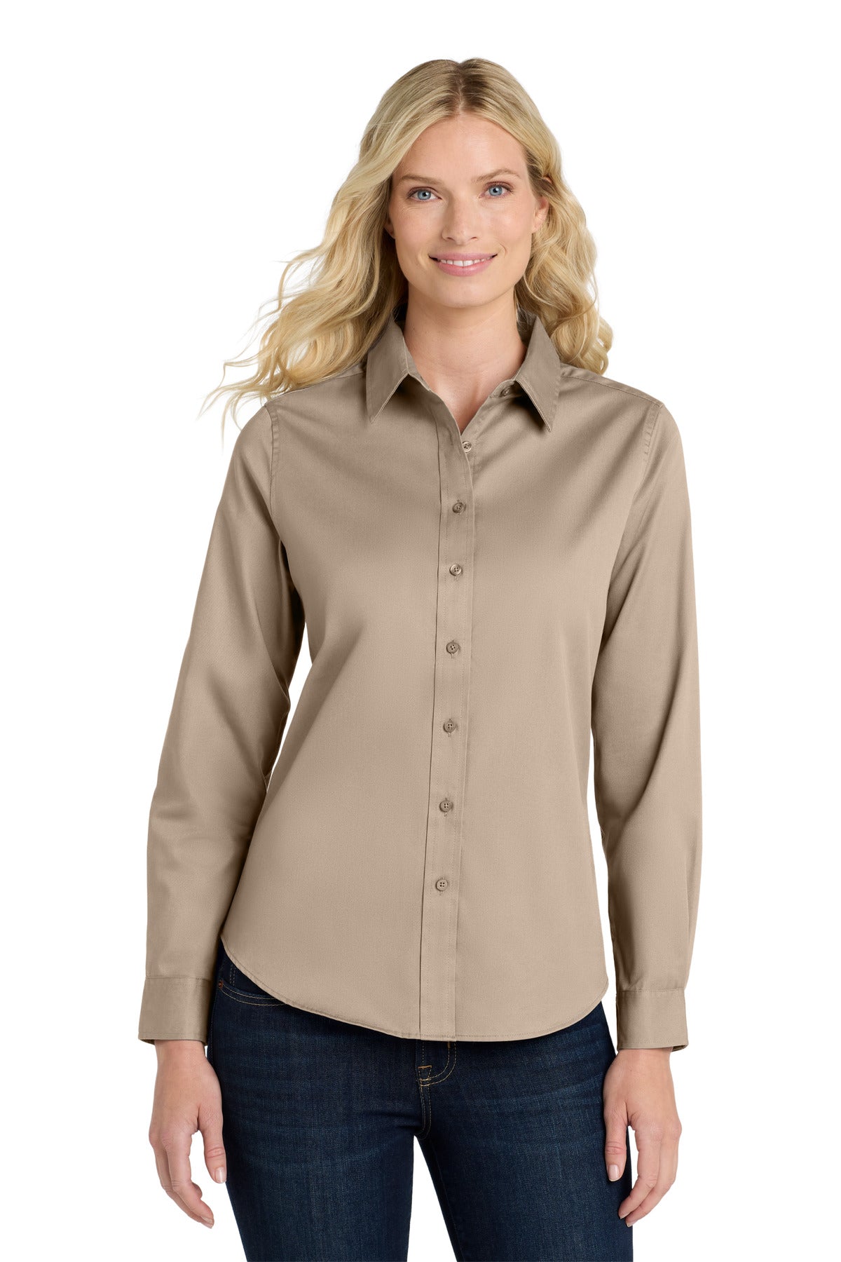 Port Authority Women's Long Sleeve Easy Care Shirt.  L608 - Stone
