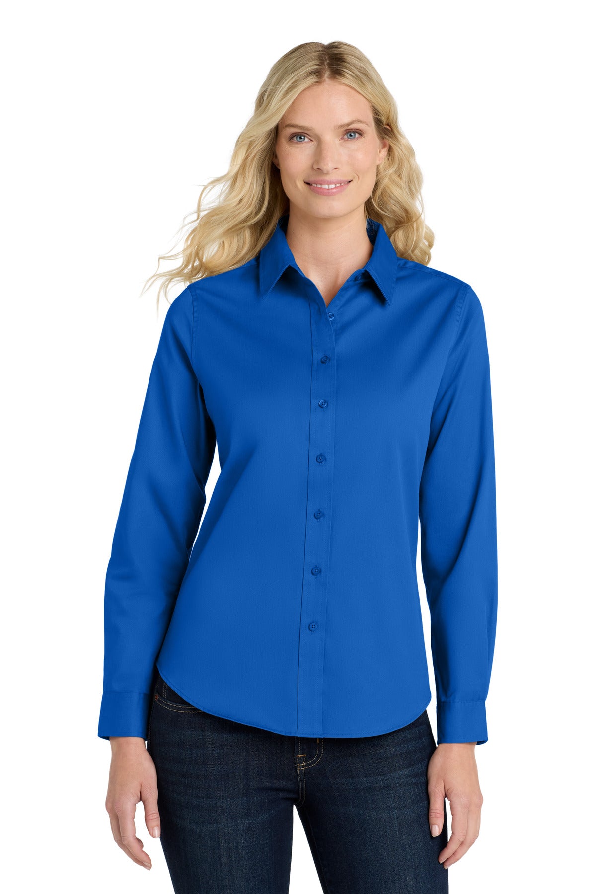 Port Authority Women's Long Sleeve Easy Care Shirt.  L608 - Strong Blue