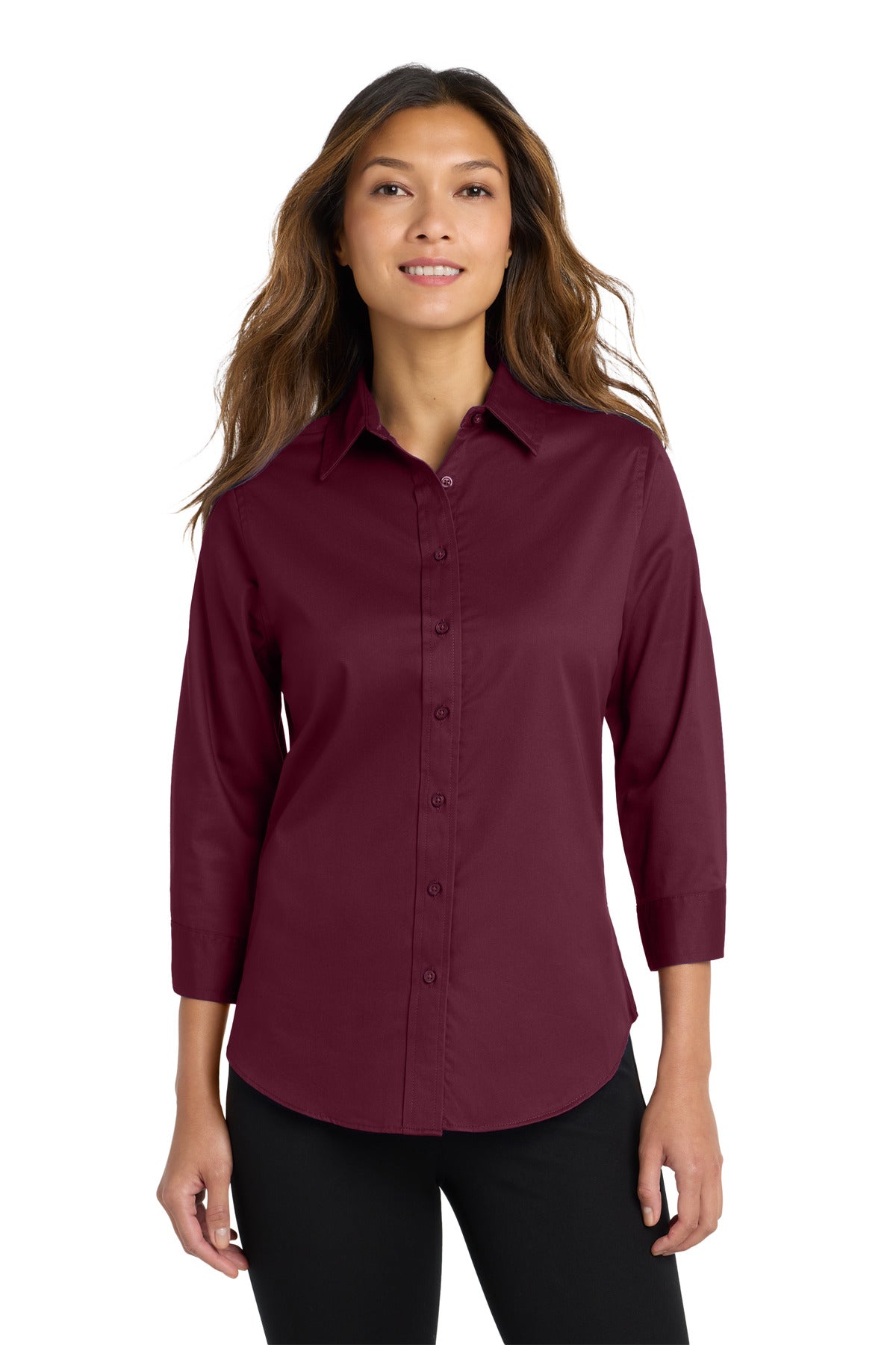 Port Authority Women's 3/4-Sleeve Easy Care Shirt. L612 - Burgundy