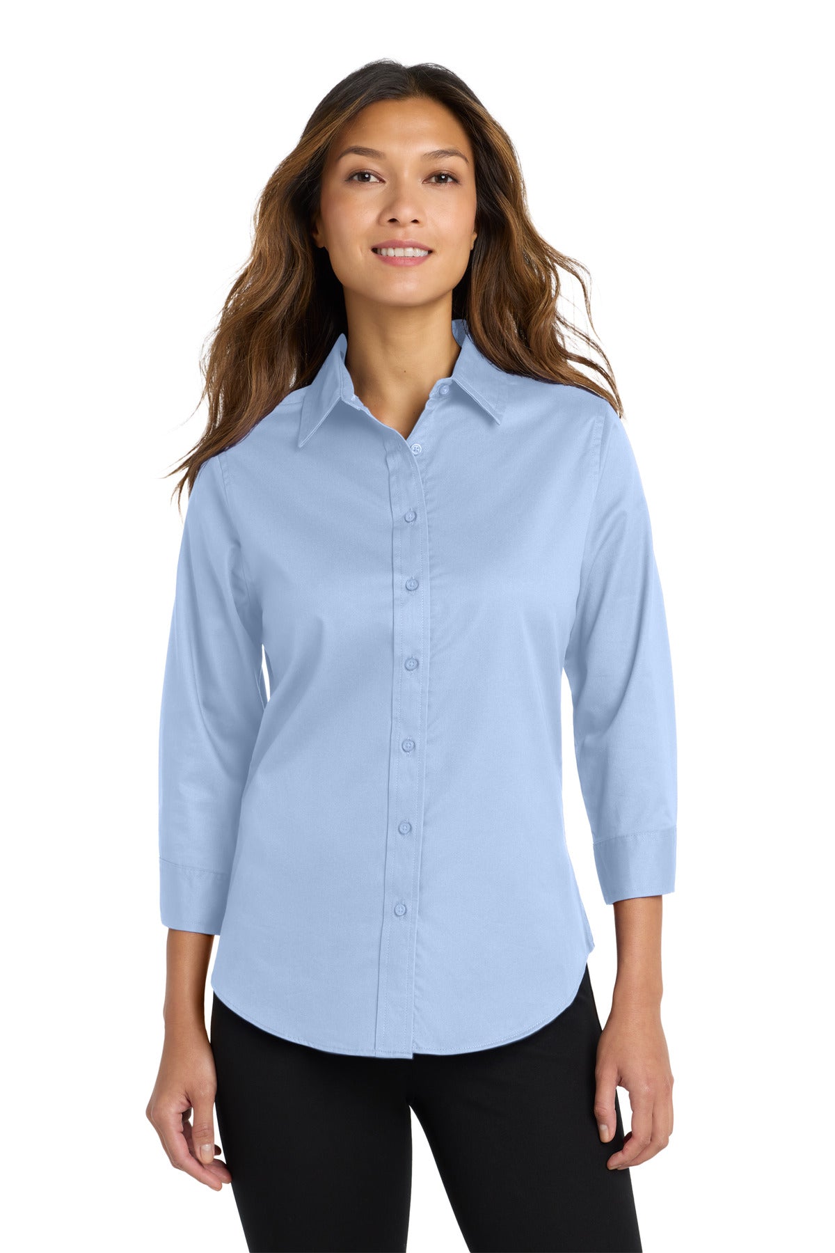 Port Authority Women's 3/4-Sleeve Easy Care Shirt. L612 - Light Blue