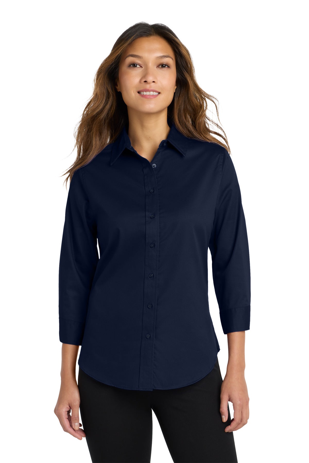 Port Authority Women's 3/4-Sleeve Easy Care Shirt. L612 - Navy