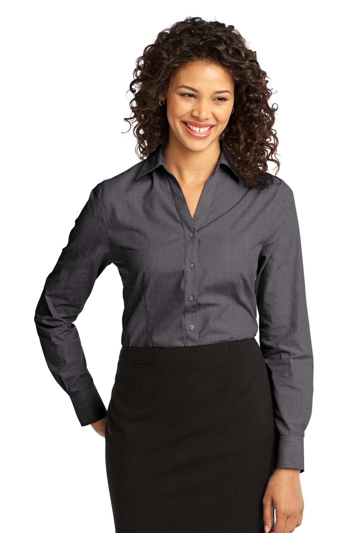 Port Authority Women's Crosshatch Easy Care Shirt. L640 - Soft Black