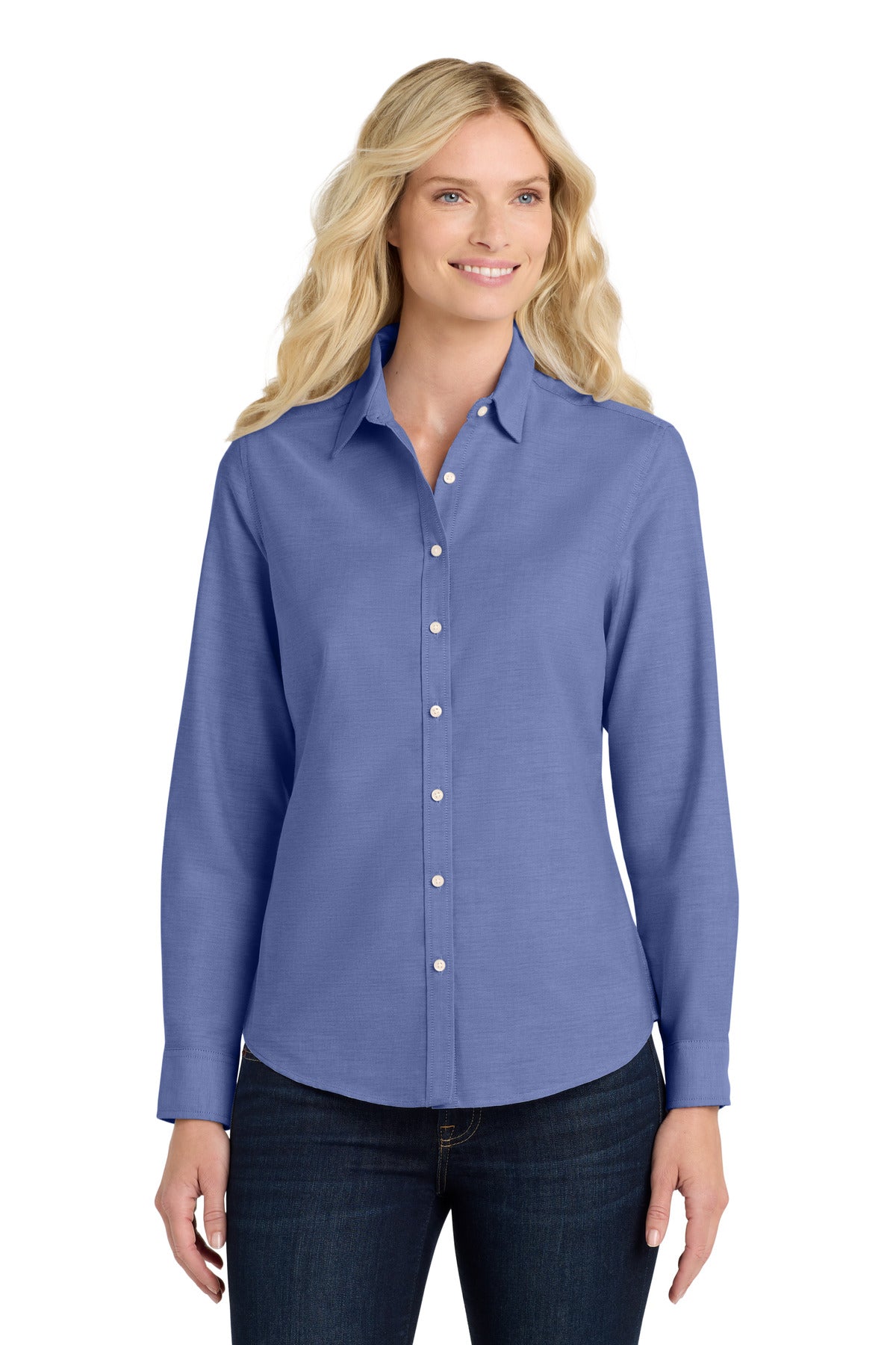 Port Authority Women's SuperPro Oxford Shirt. L658 - Navy
