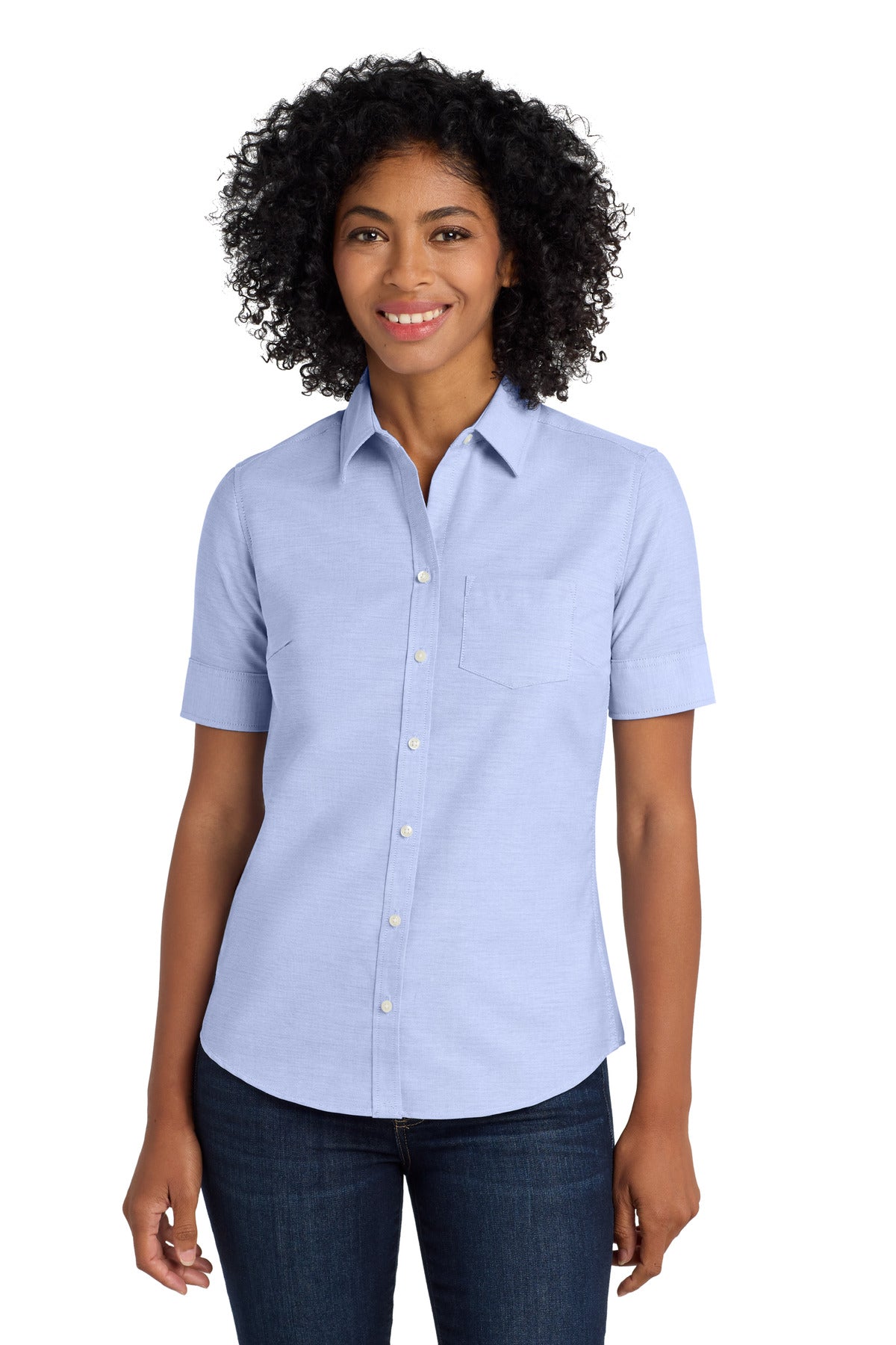 Port Authority Women's Short Sleeve SuperPro Oxford Shirt. L659 - Oxford Blue