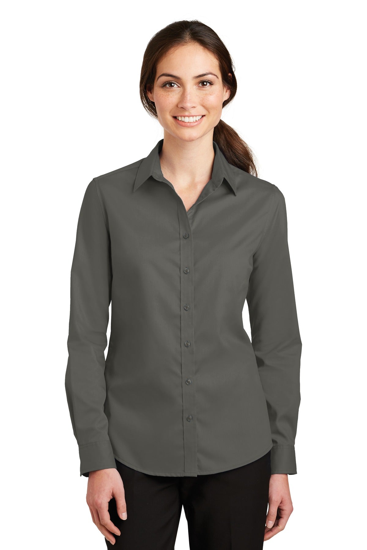 Port Authority Women's SuperPro Twill Shirt. L663 - Sterling Grey