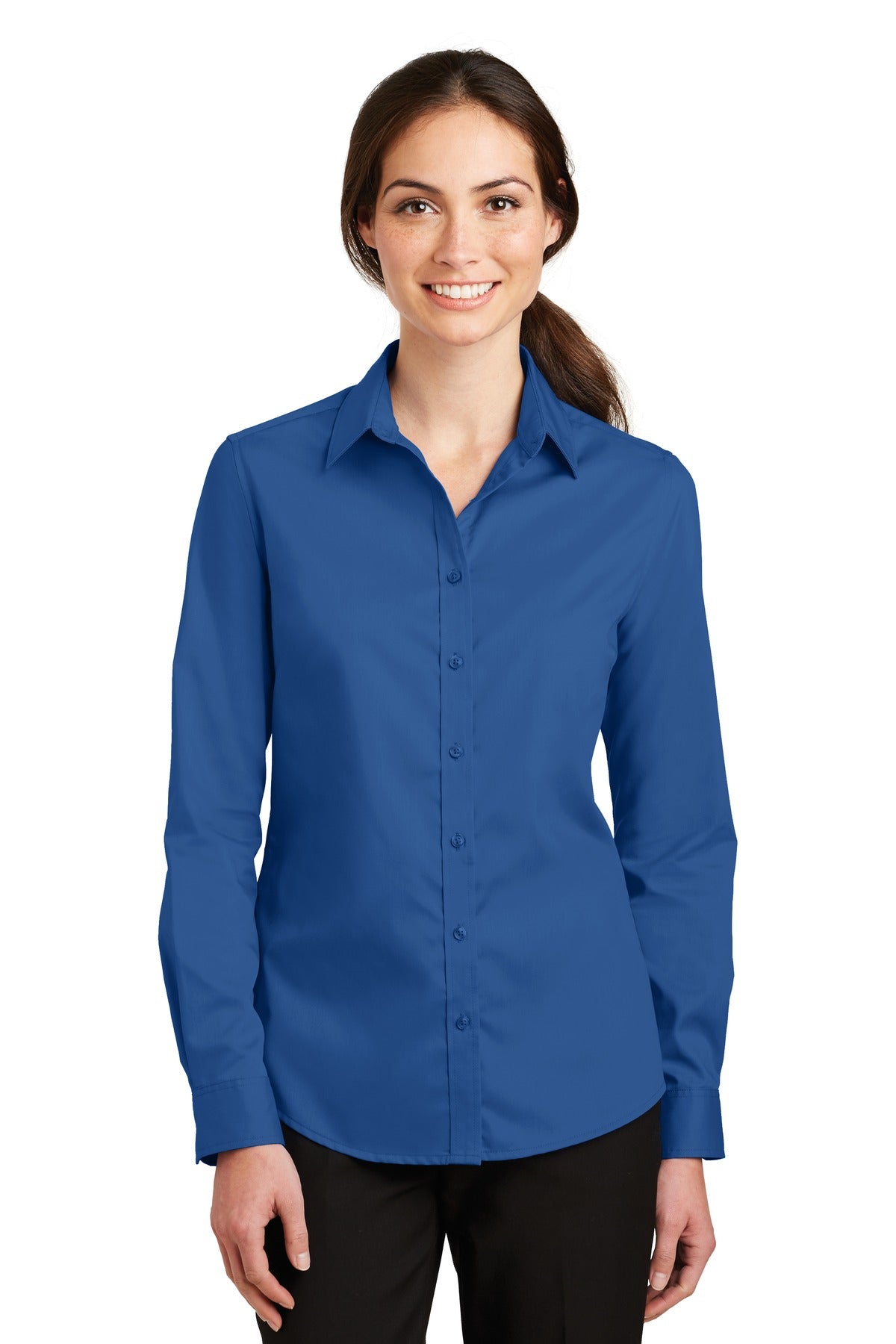 Port Authority Women's SuperPro Twill Shirt. L663 - True Blue