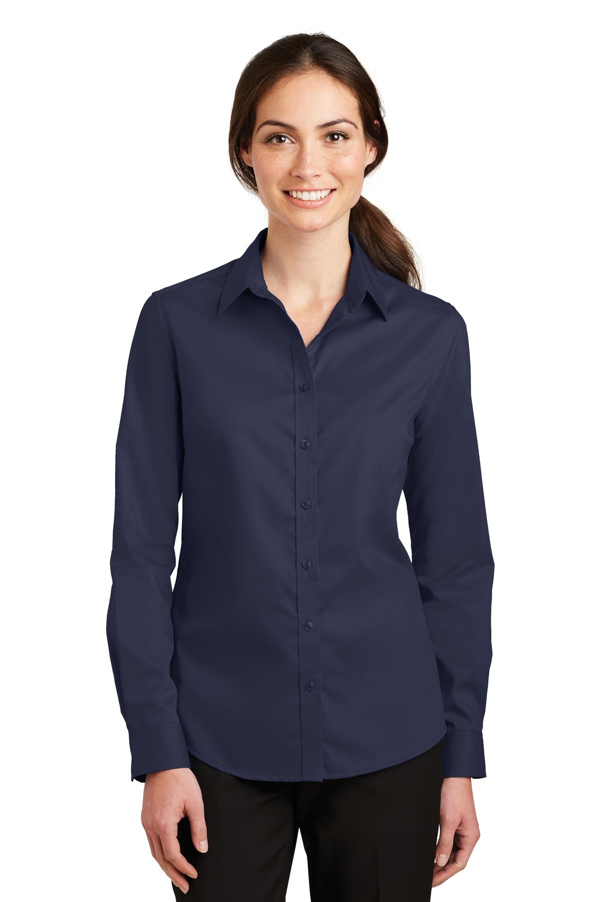Port Authority Women's SuperPro Twill Shirt. L663 - True Navy