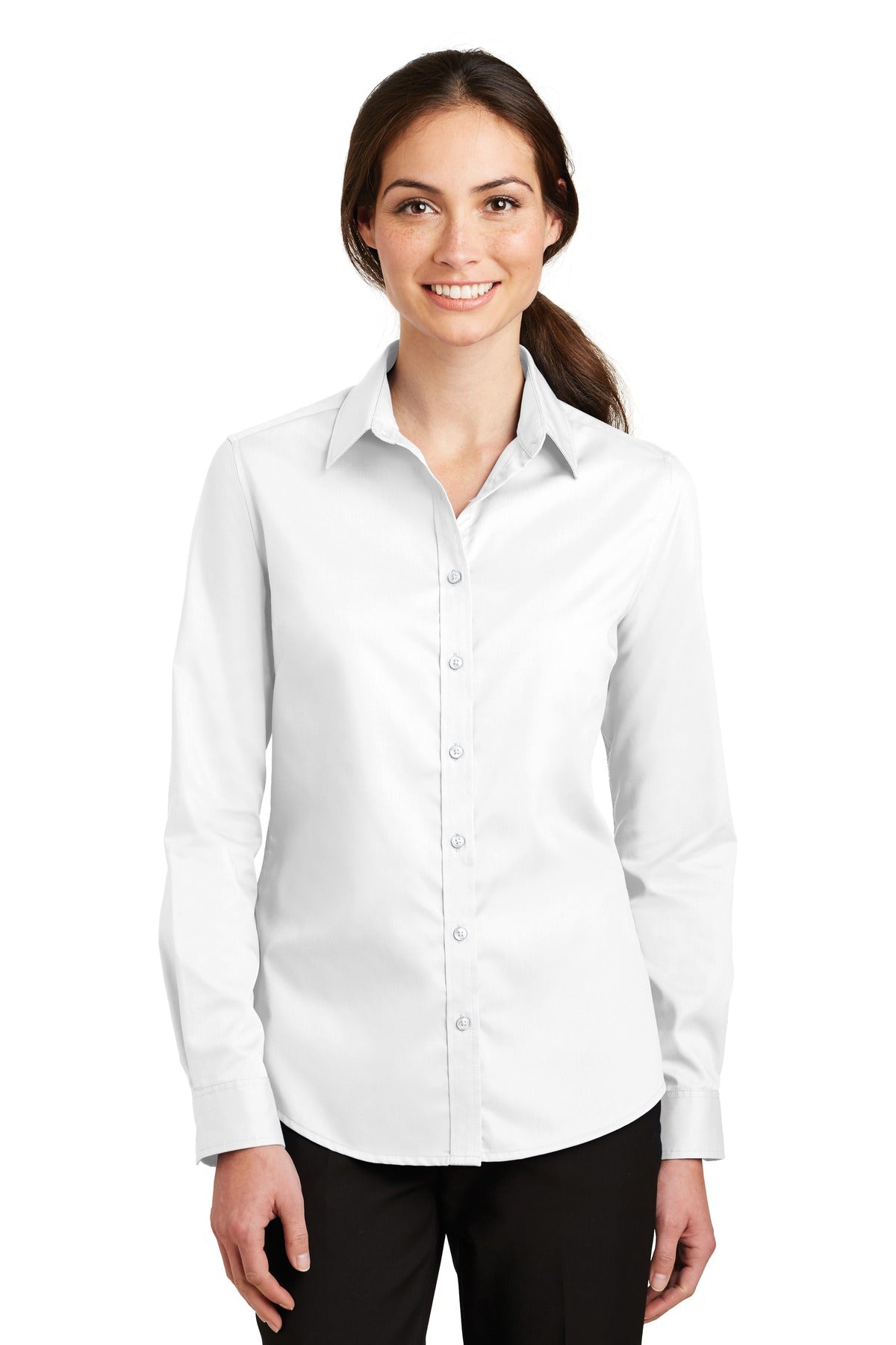 Port Authority Women's SuperPro Twill Shirt. L663 - White