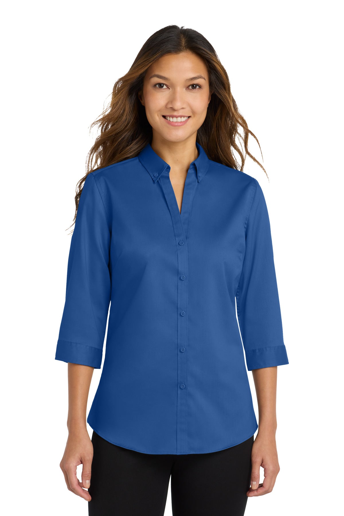 Port Authority Women's 3/4-Sleeve SuperPro Twill Shirt. L665 - True Blue