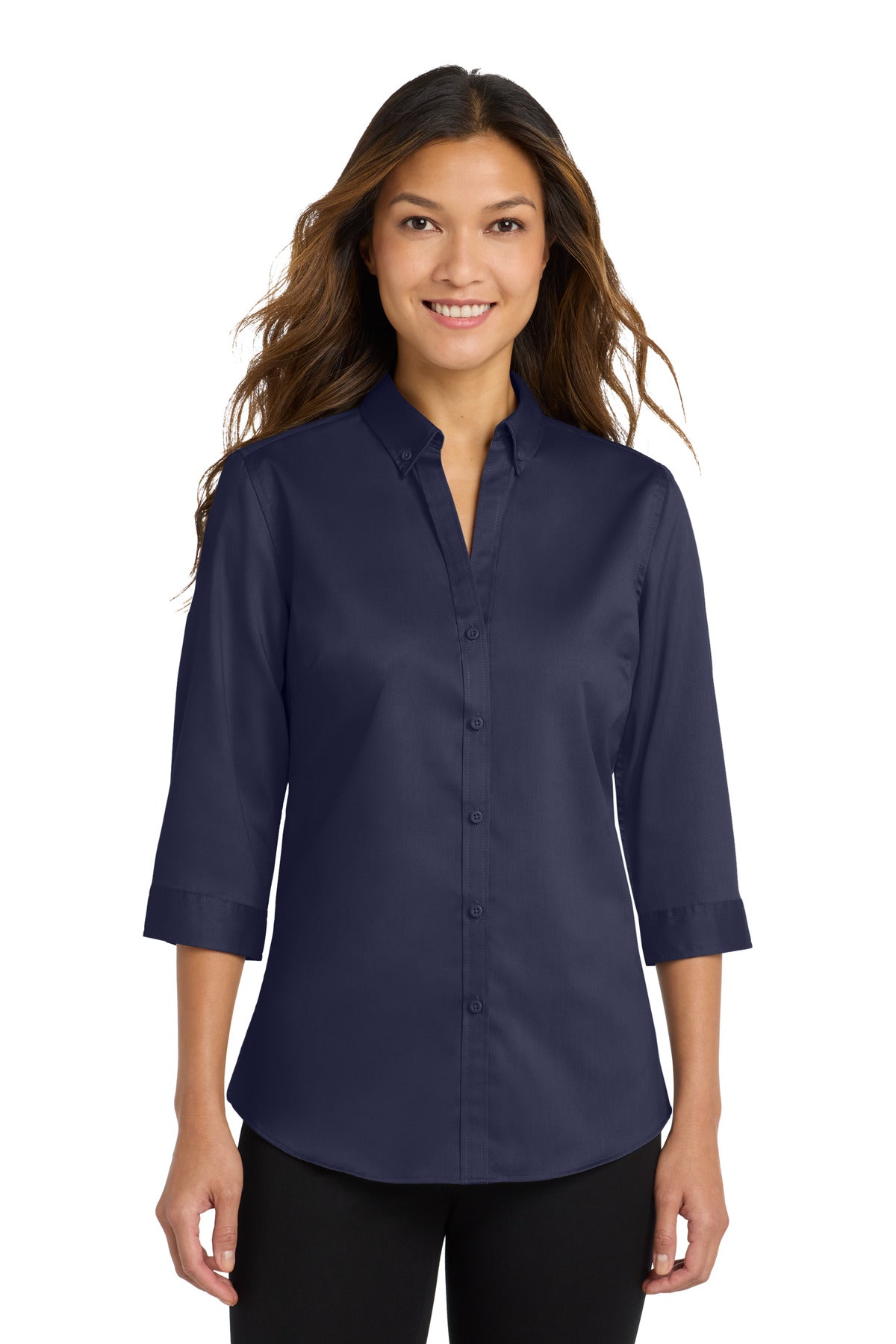 Port Authority Women's 3/4-Sleeve SuperPro Twill Shirt. L665 - True Navy