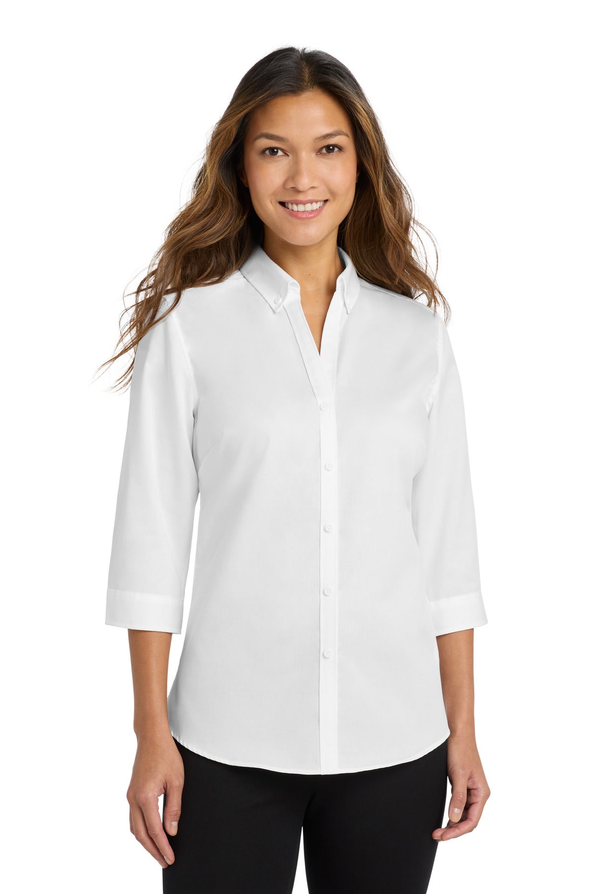 Port Authority Women's 3/4-Sleeve SuperPro Twill Shirt. L665 - White