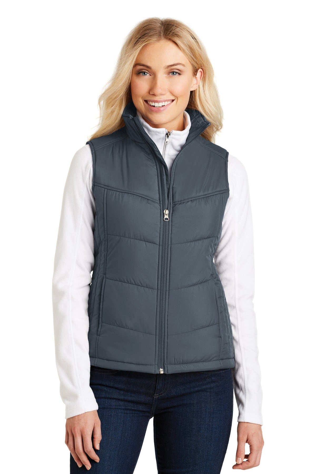 Port Authority Women's Puffy Vest. L709 - Dark Slate/ Black