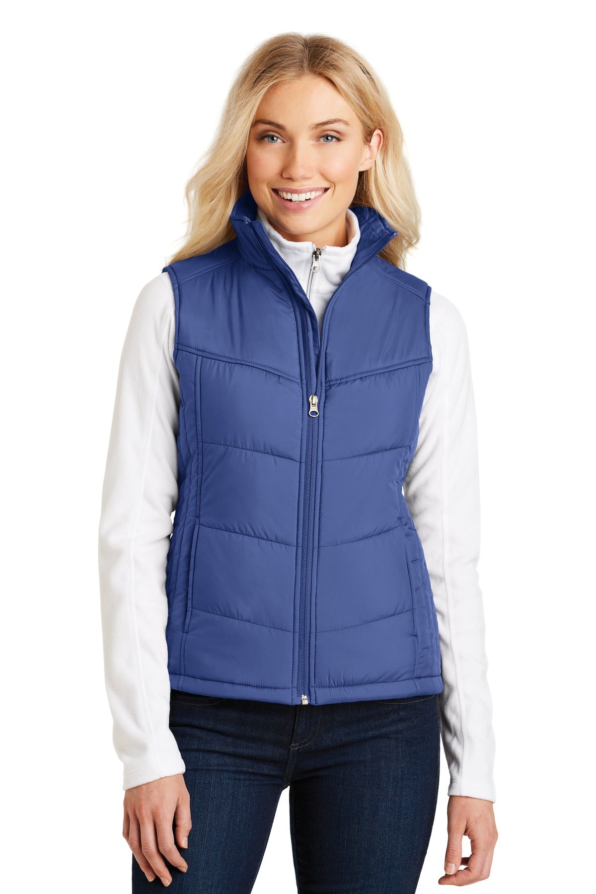 Port Authority Women's Puffy Vest. L709 - Mediterranean Blue/ Black