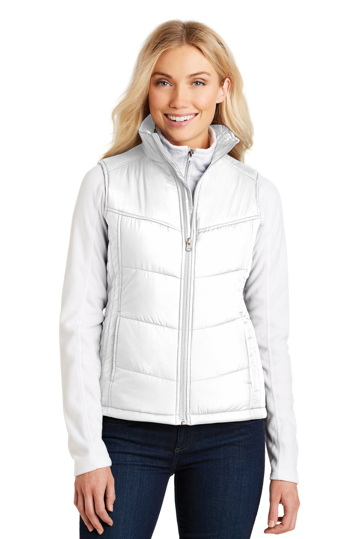 Port Authority Women's Puffy Vest. L709 - White/ Dark Slate