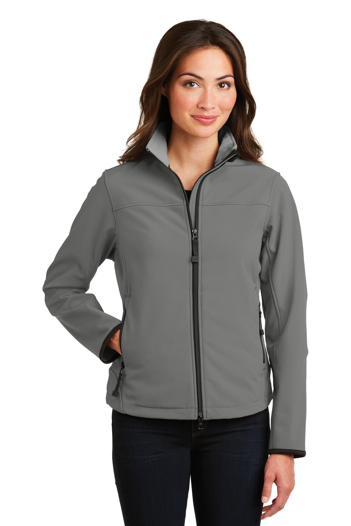 Port Authority Women's Glacier Soft Shell Jacket.  L790 - Smoke Grey/ Chrome