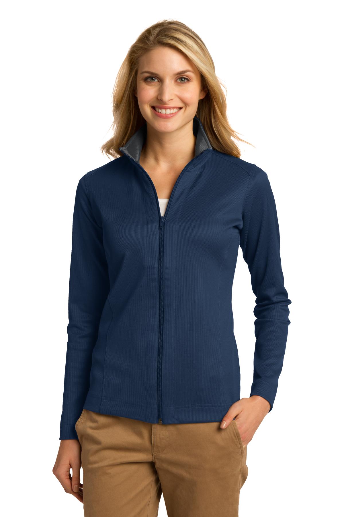 Port Authority Women's Vertical Texture Full-Zip Jacket. L805 - Regatta Blue/ Iron Grey