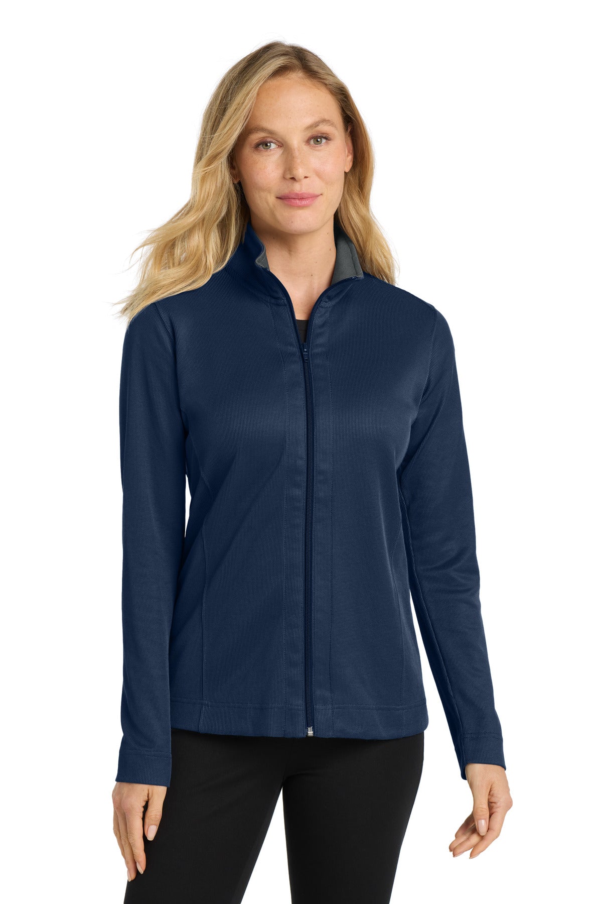 Port Authority Women's Vertical Texture Full-Zip Jacket. L805 - True Navy/ Iron Grey