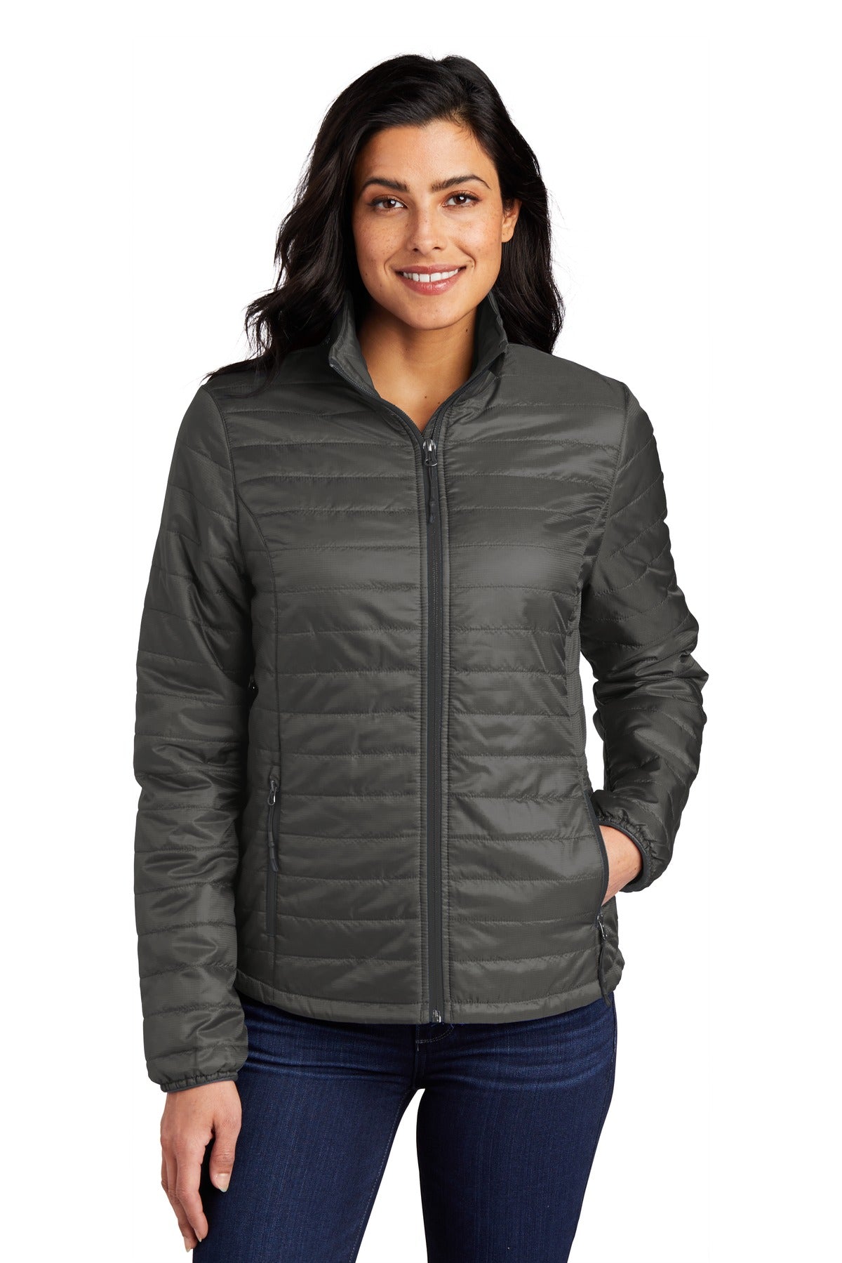 Port Authority Women's Packable Puffy Jacket L850 - Sterling Grey/ Graphite