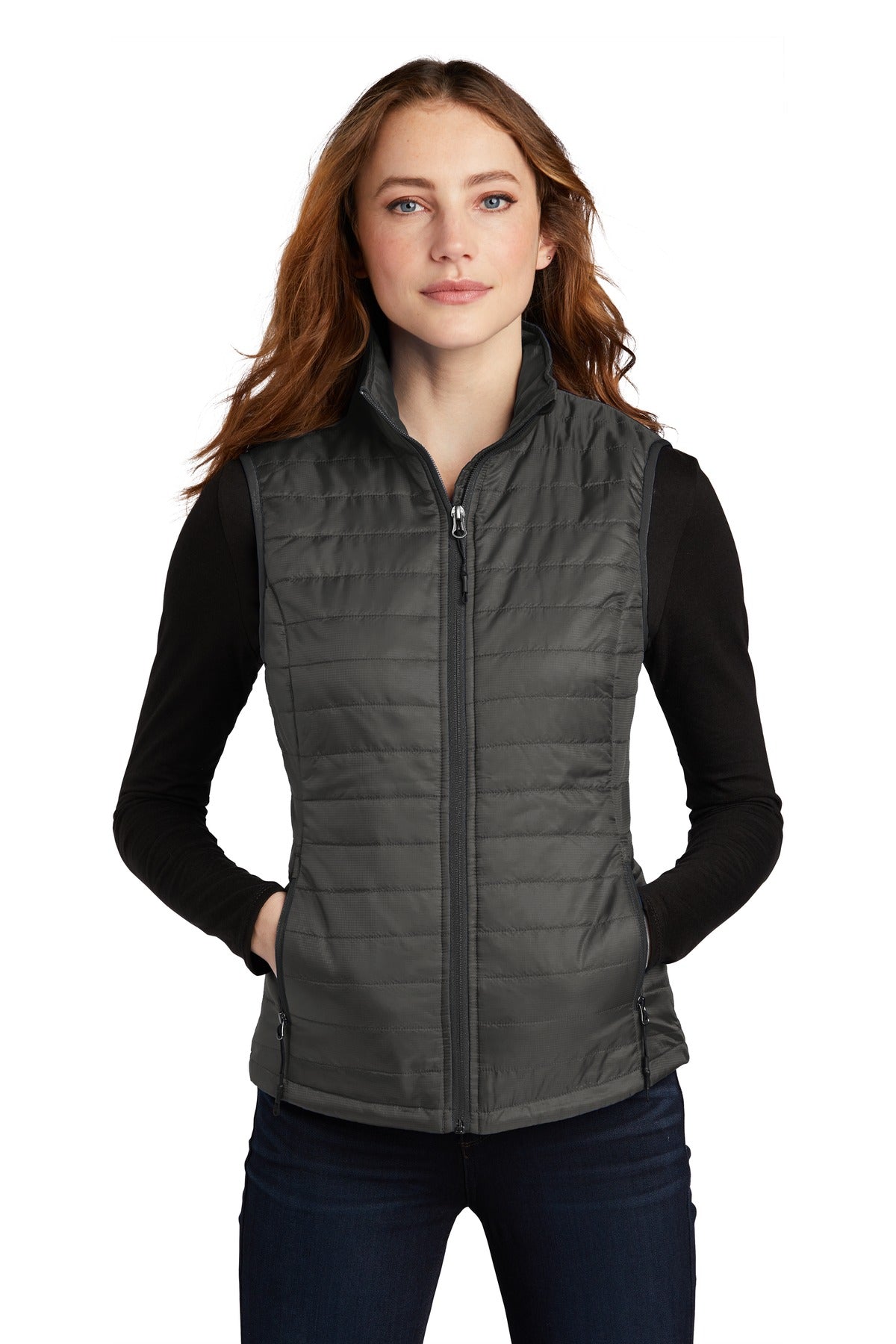 Port Authority  Women's Packable Puffy Vest L851 - Sterling Grey/ Graphite