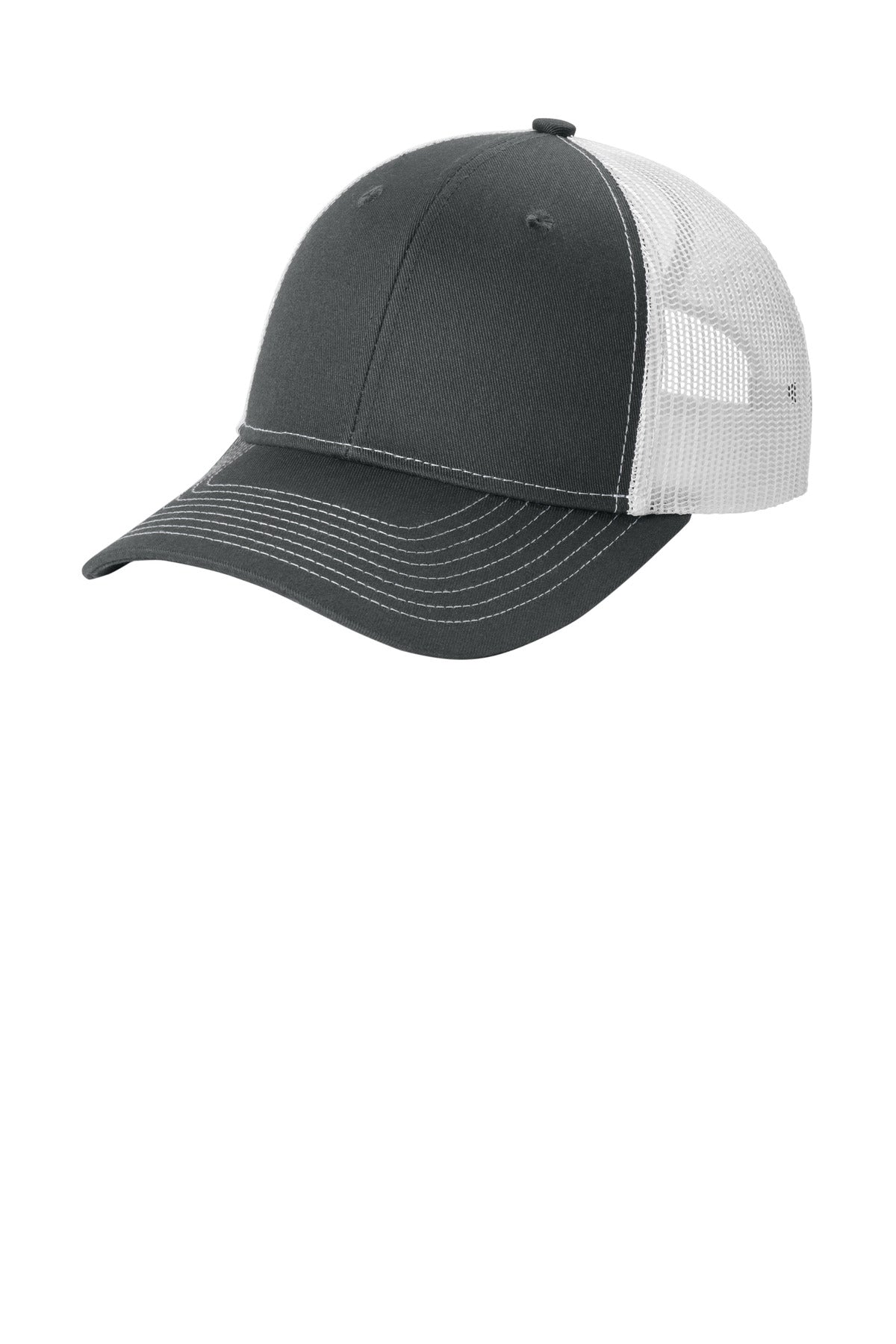 Port Authority Snapback Ponytail Trucker Cap LC401 - Grey Steel/ White
