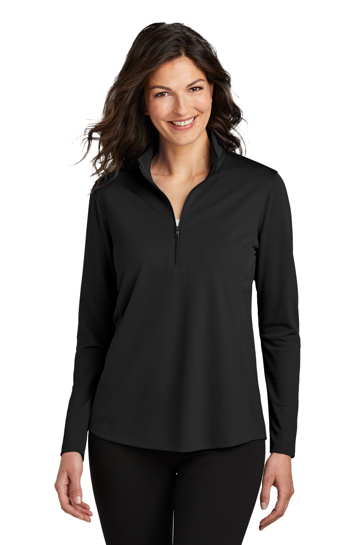 Port Authority Women's Dry Zone UV Micro-Mesh 1/4-Zip LK112 - Deep Black