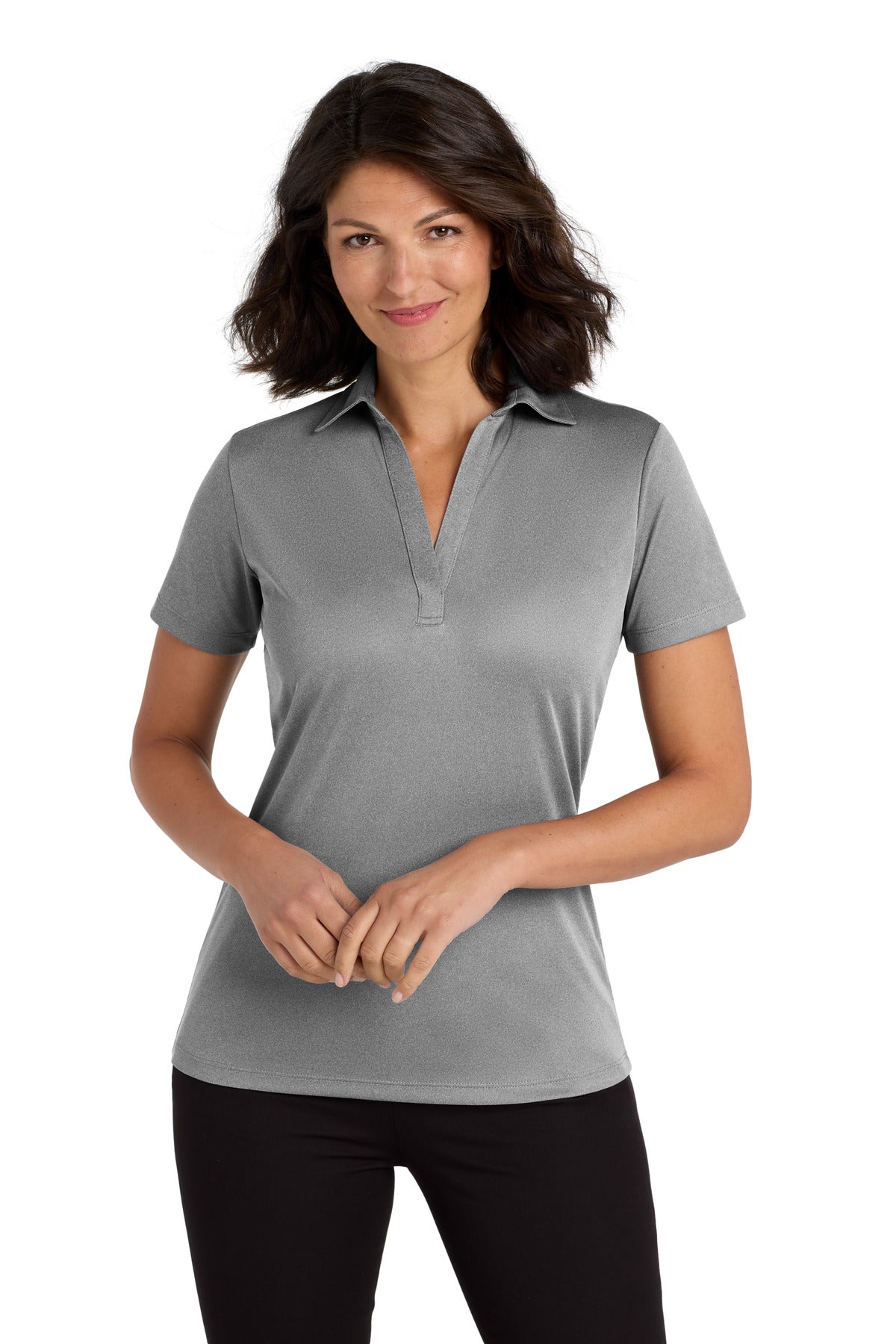 Port Authority  Women's Heathered Silk Touch  Performance Polo. LK542 - Shadow Grey Heather