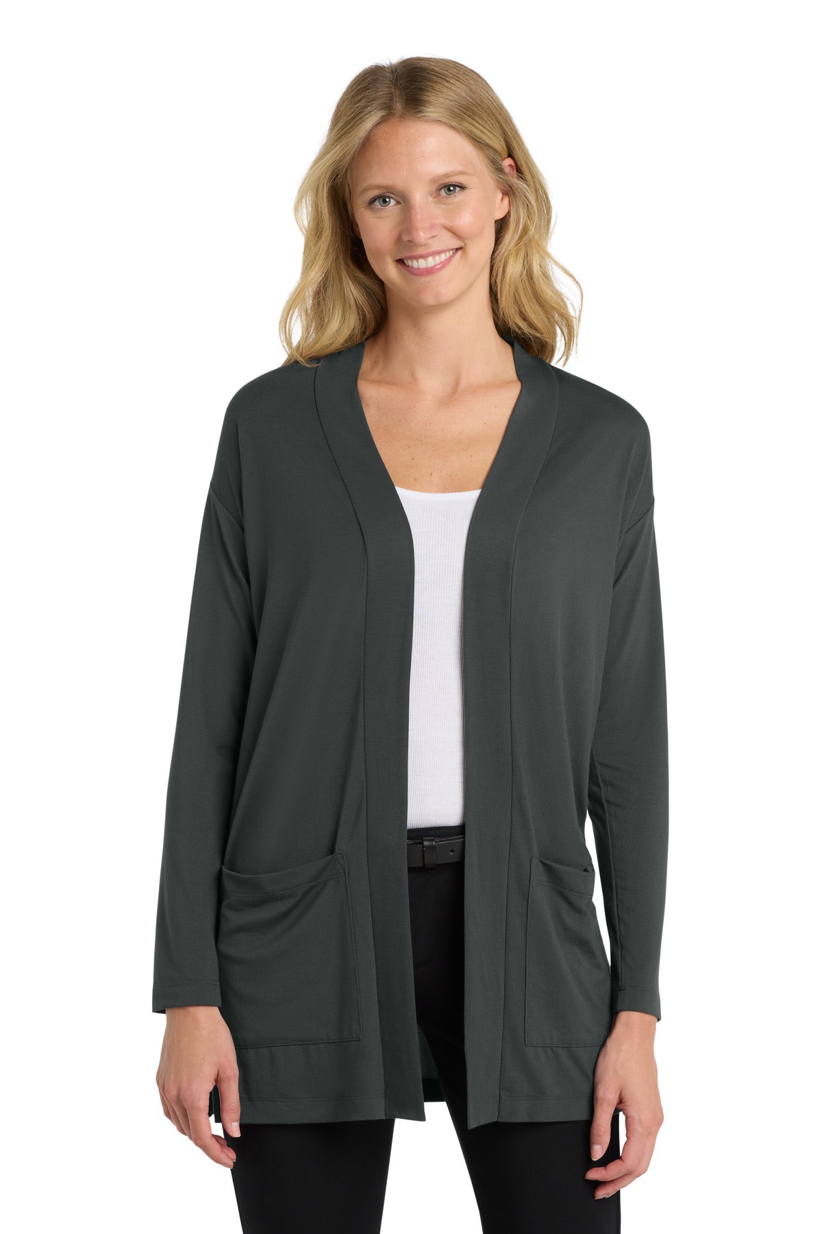 Port Authority  Women's Concept Long Pocket Cardigan . LK5434 - Grey Smoke