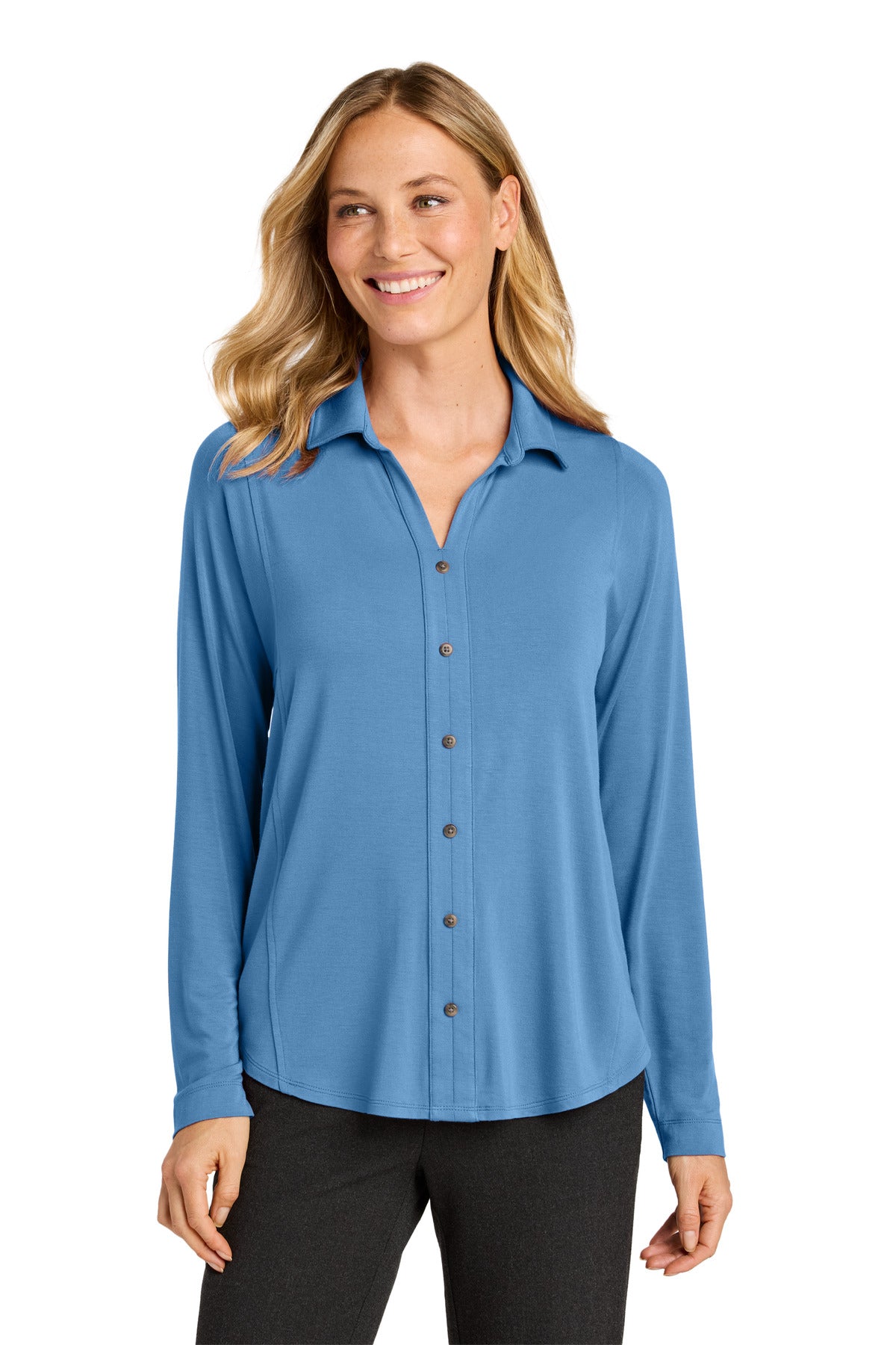 Port Authority Women's Luxe Knit Button Tunic LK5602 - Carolina Blue