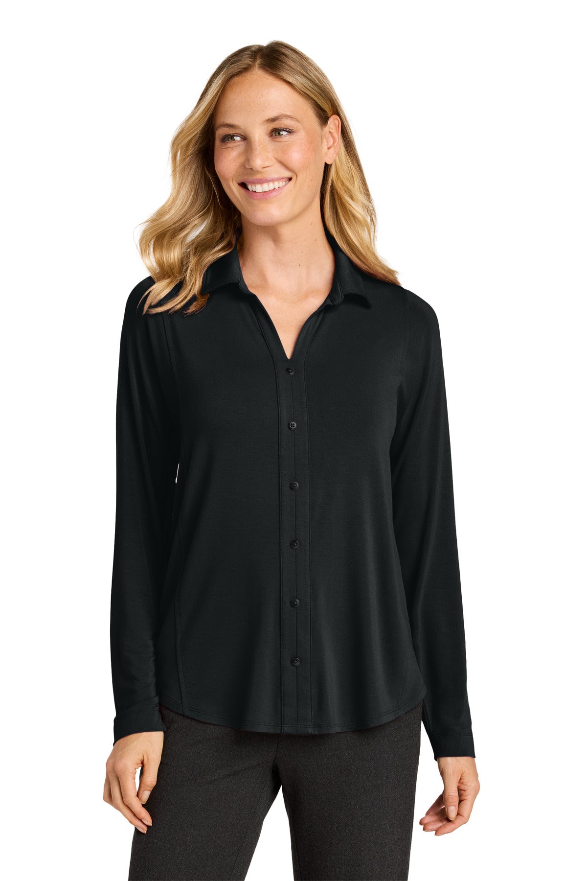 Port Authority Women's Luxe Knit Button Tunic LK5602 - Deep Black