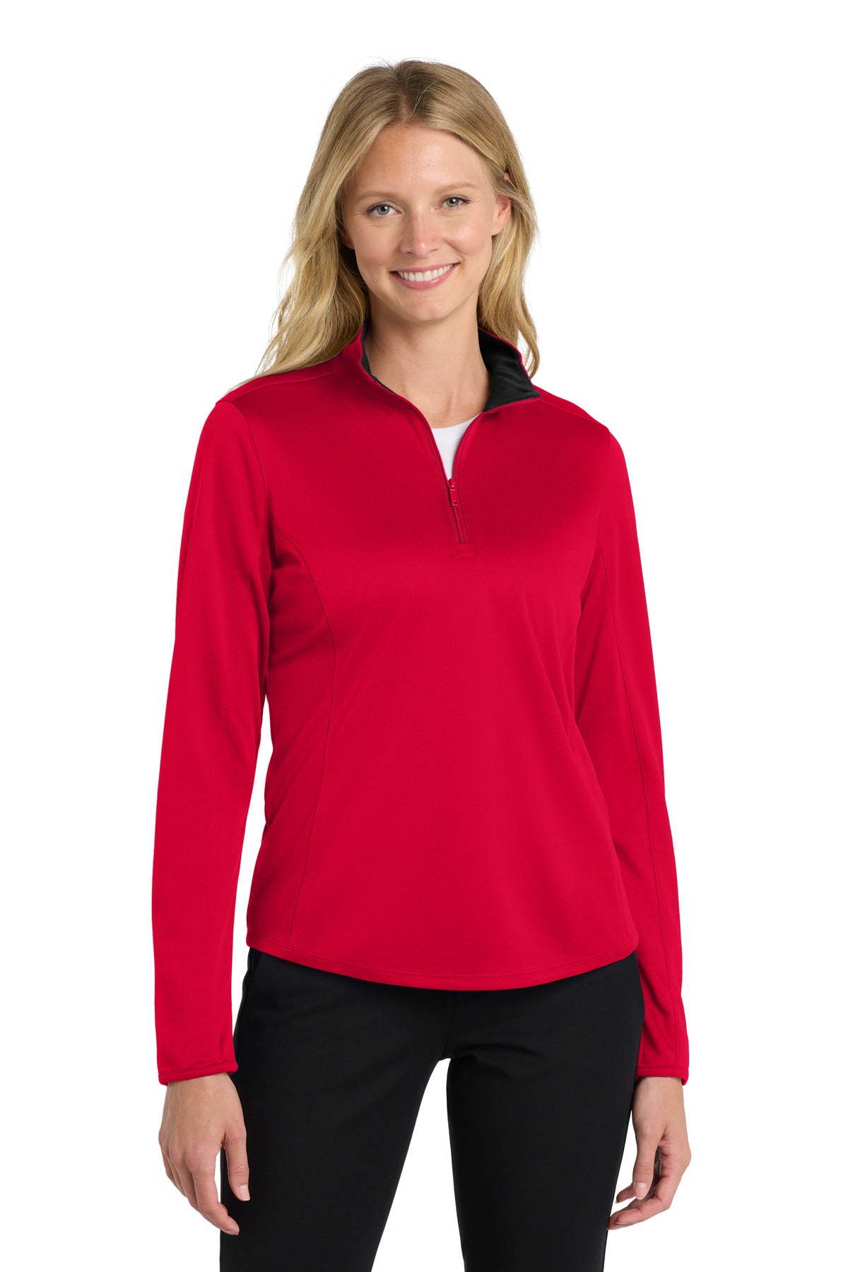 Port Authority  Women's Silk Touch  Performance 1/4-Zip LK584 - Red/ Black