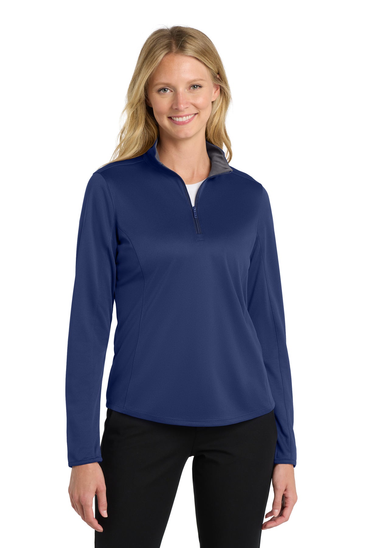 Port Authority  Women's Silk Touch  Performance 1/4-Zip LK584 - Royal/ Steel Grey