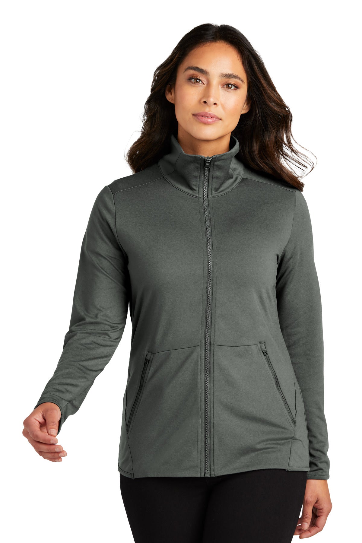 Port Authority Women's Accord Stretch Fleece Full-Zip LK595 - Pewter