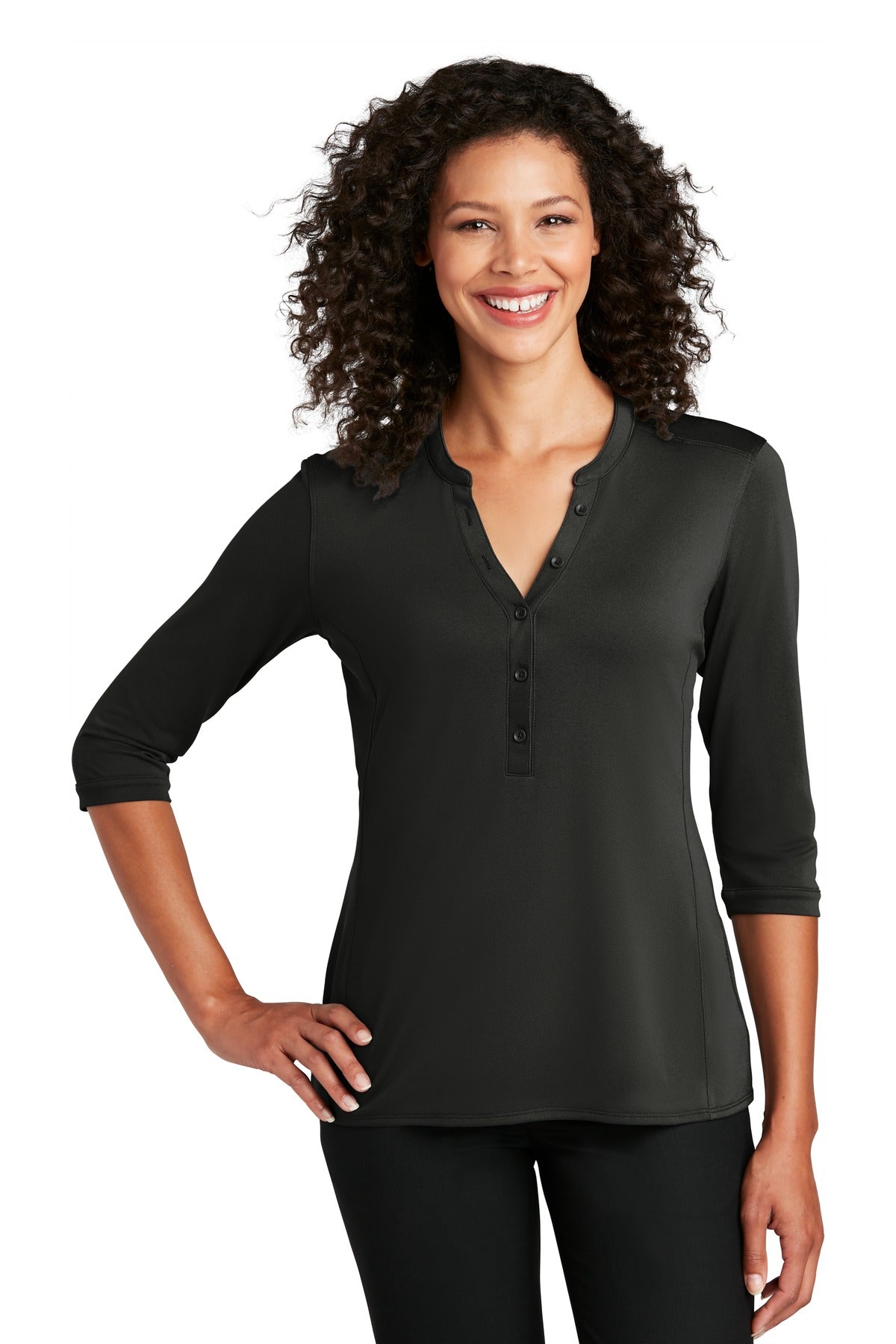 Port Authority   Women's UV Choice Pique Henley LK750 - Black